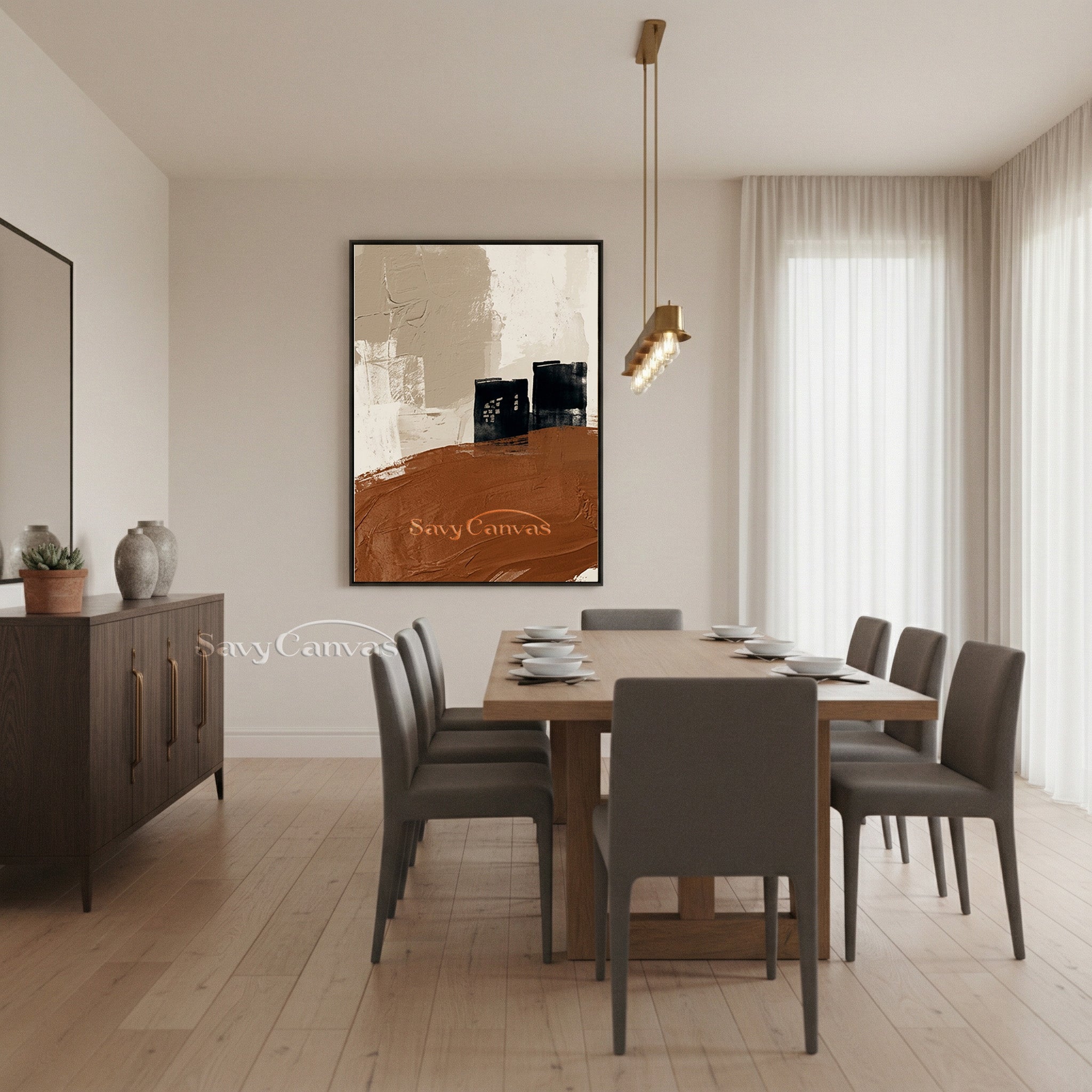 Abstract Minimalist Earth Tone Architecture Oil Painting Wall Art #SS 204