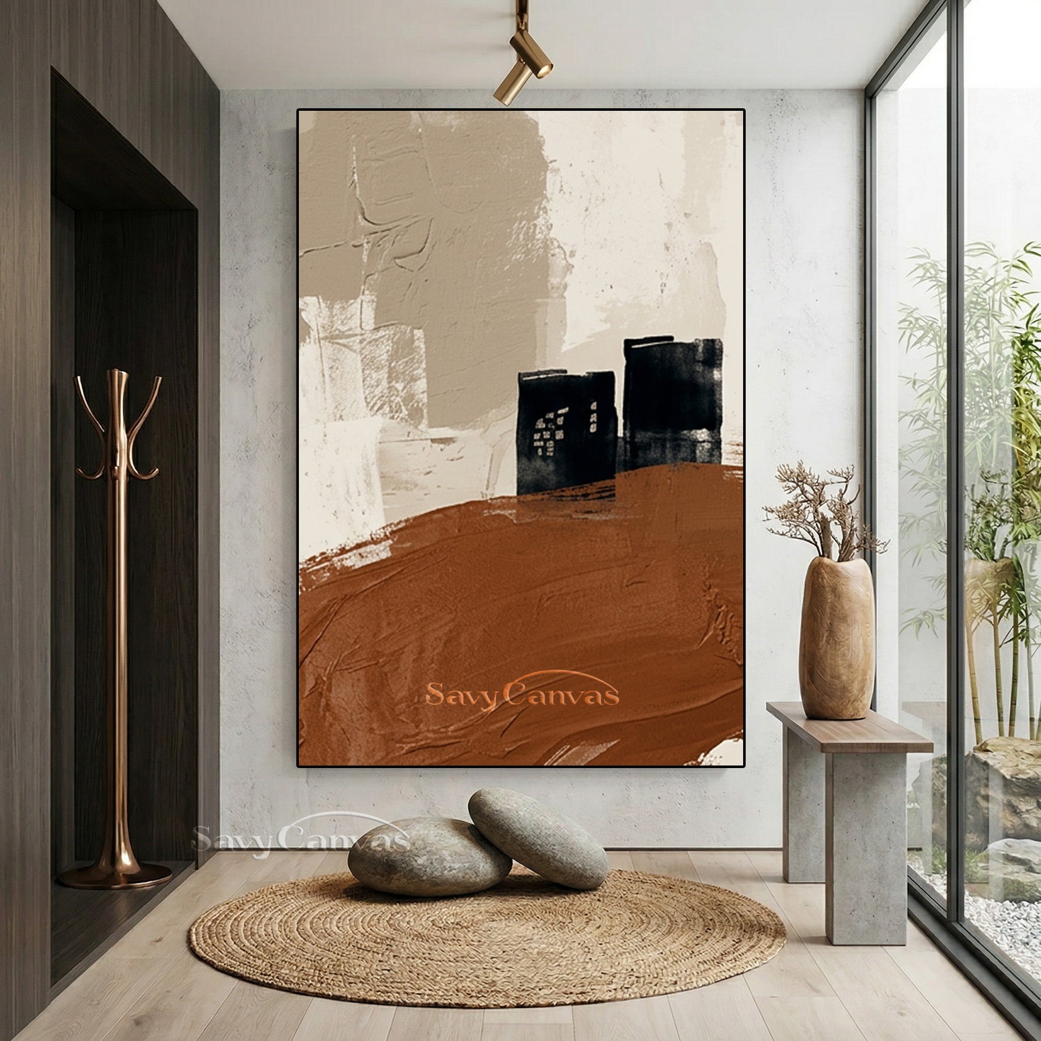 Abstract Minimalist Earth Tone Architecture Oil Painting Wall Art #SS 204