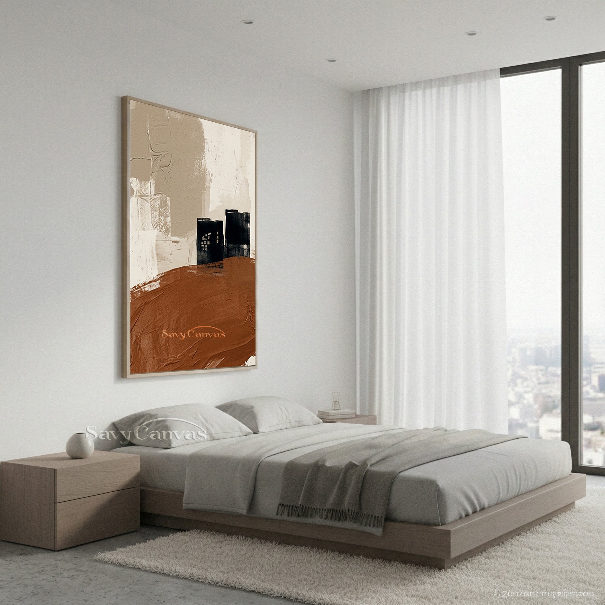 Abstract Minimalist Earth Tone Architecture Oil Painting Wall Art #SS 204