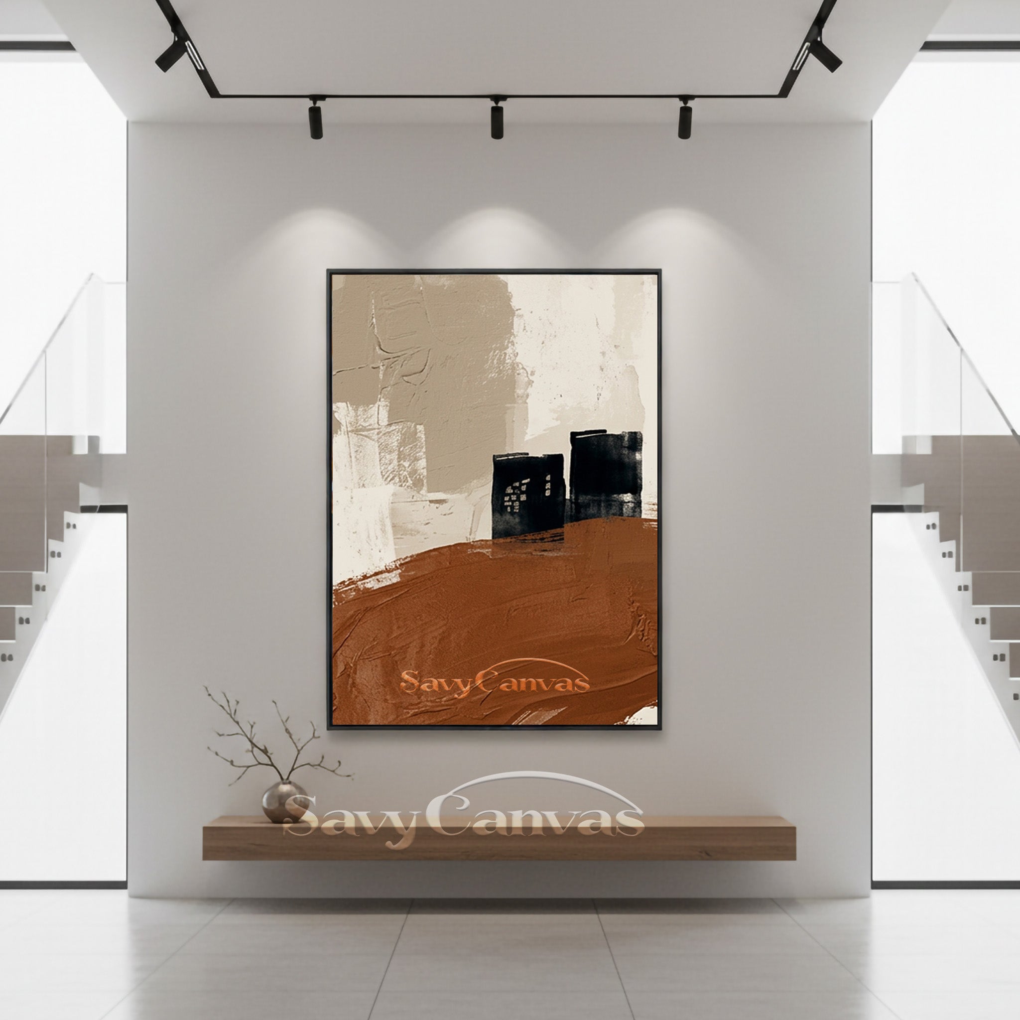 Abstract Minimalist Earth Tone Architecture Oil Painting Wall Art #SS 204