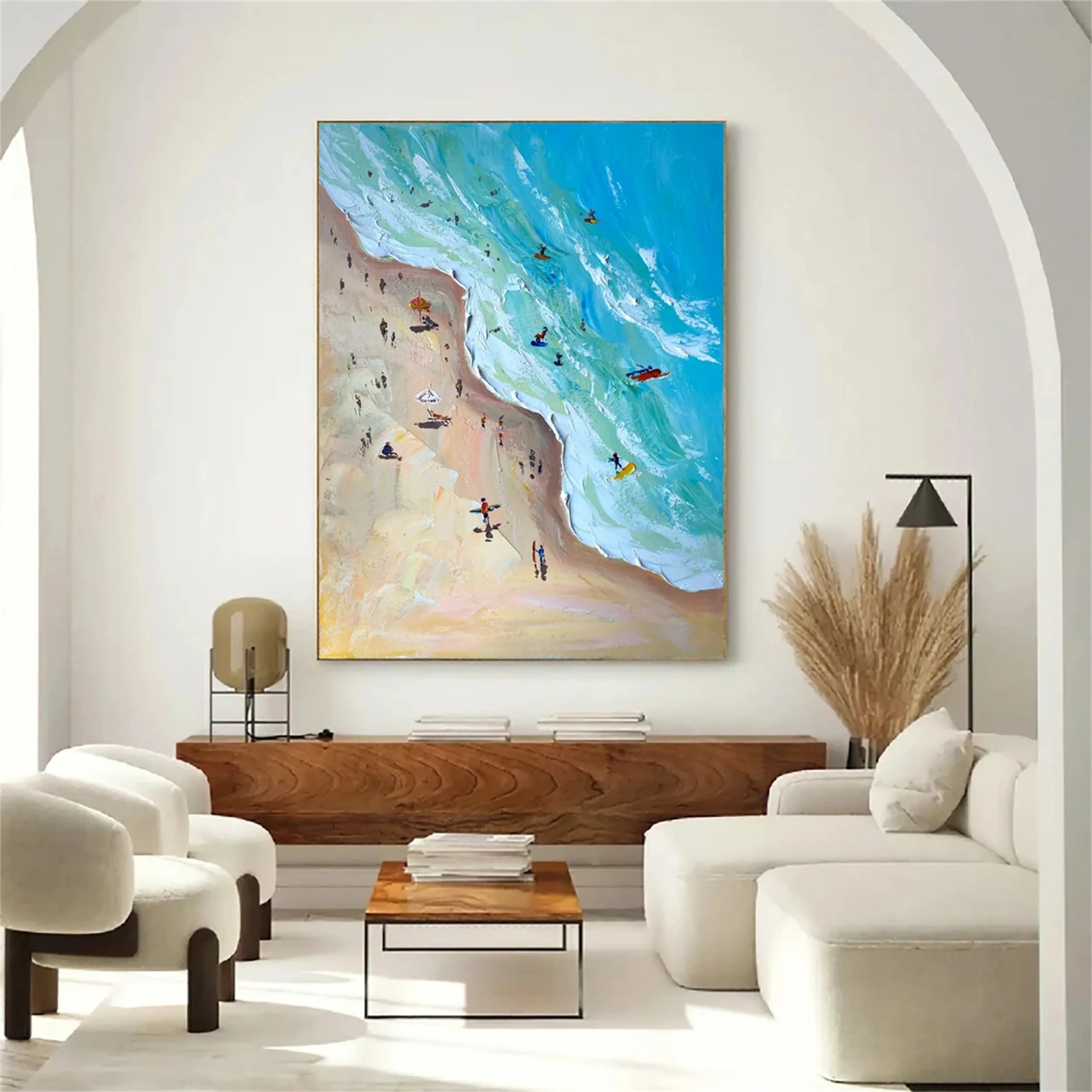 Modern Colorful Beach Life Abstract Oil Painting - Vibrant Art # JJ 127