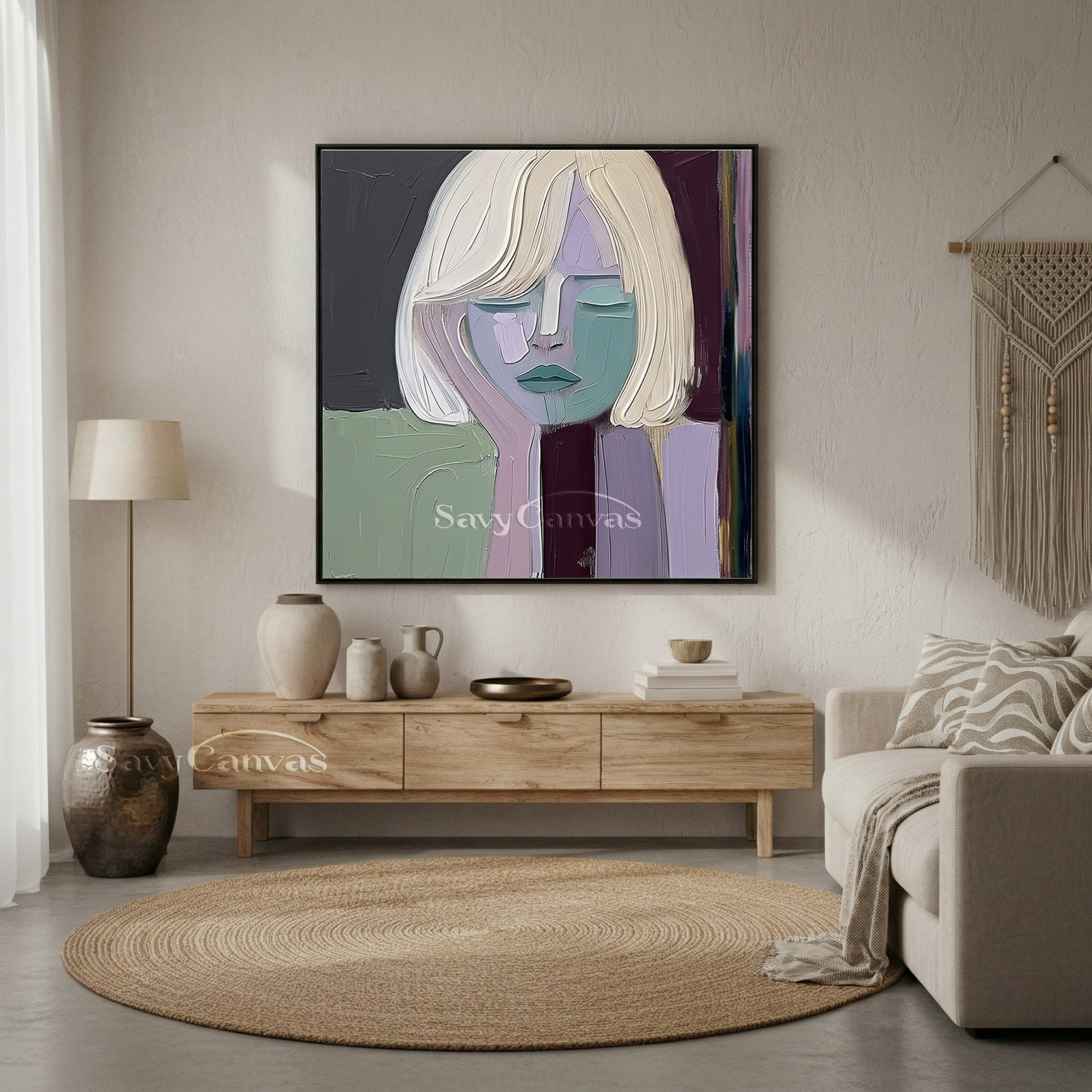 Original Abstract Girl Portrait Oil Painting | Pastel Home Gallery #SS 104