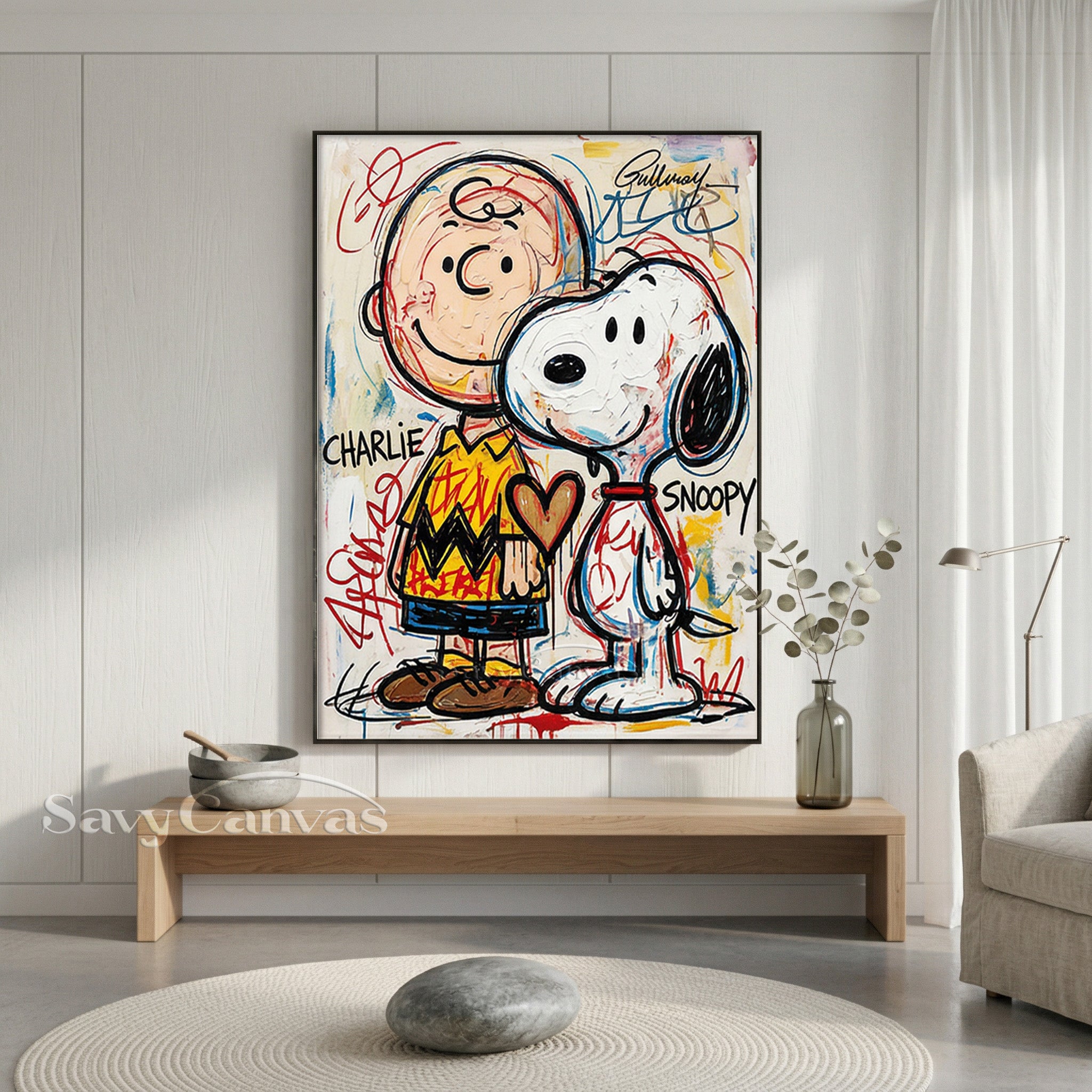 Charlie Brown & Snoopy Graffiti Hand-painted Oil Painting #SS 064