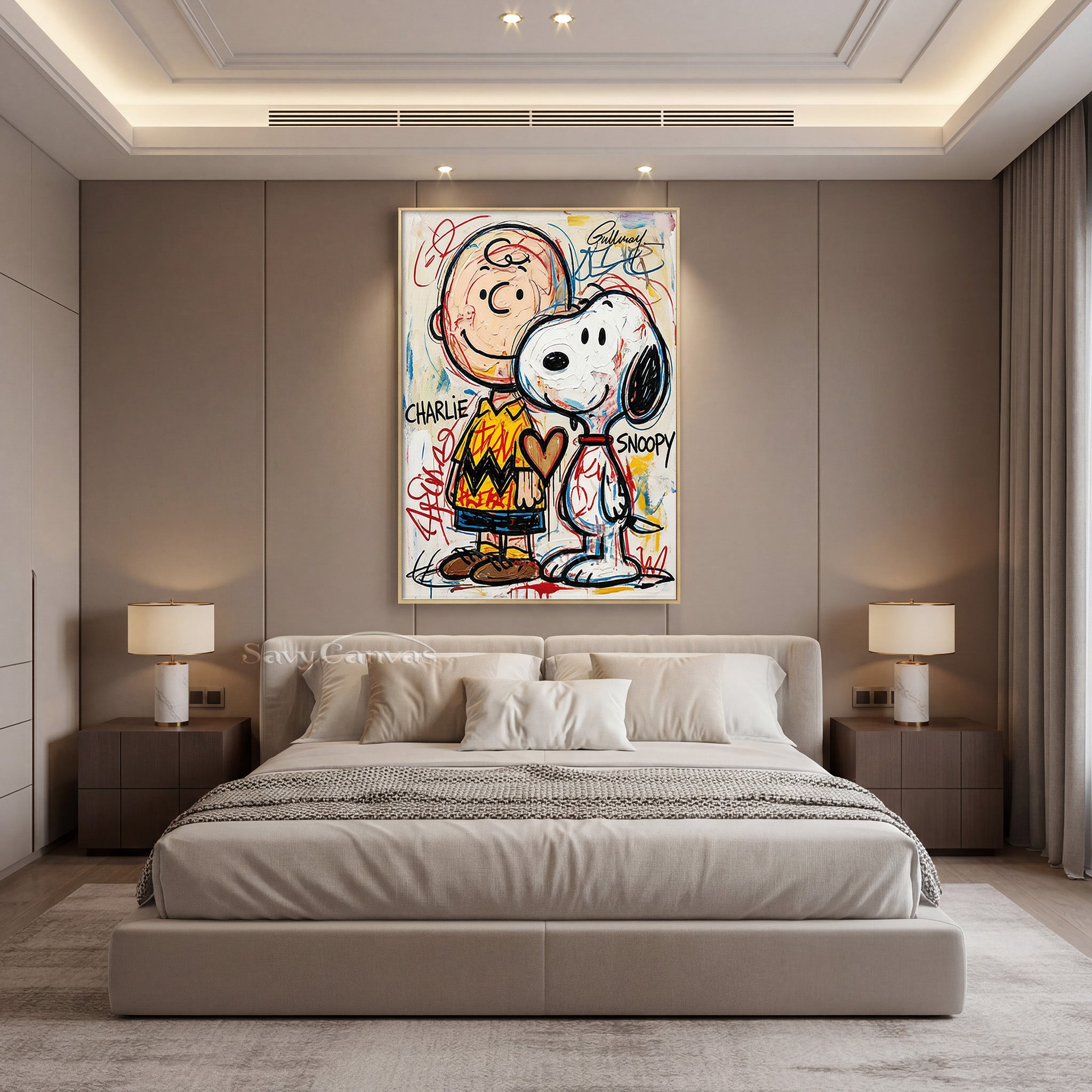 Charlie Brown & Snoopy Graffiti Hand-painted Oil Painting #SS 064