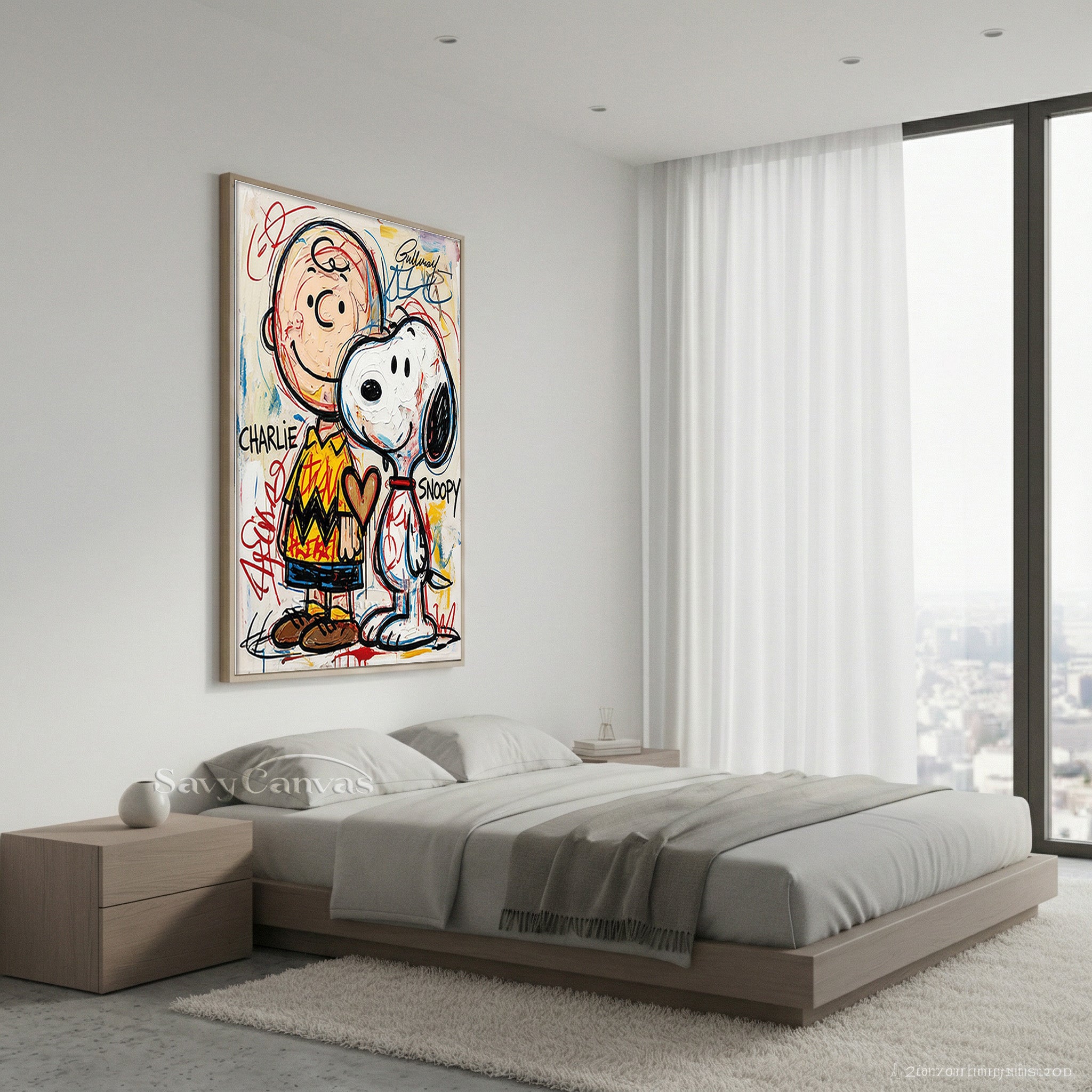 Charlie Brown & Snoopy Graffiti Hand-painted Oil Painting #SS 064