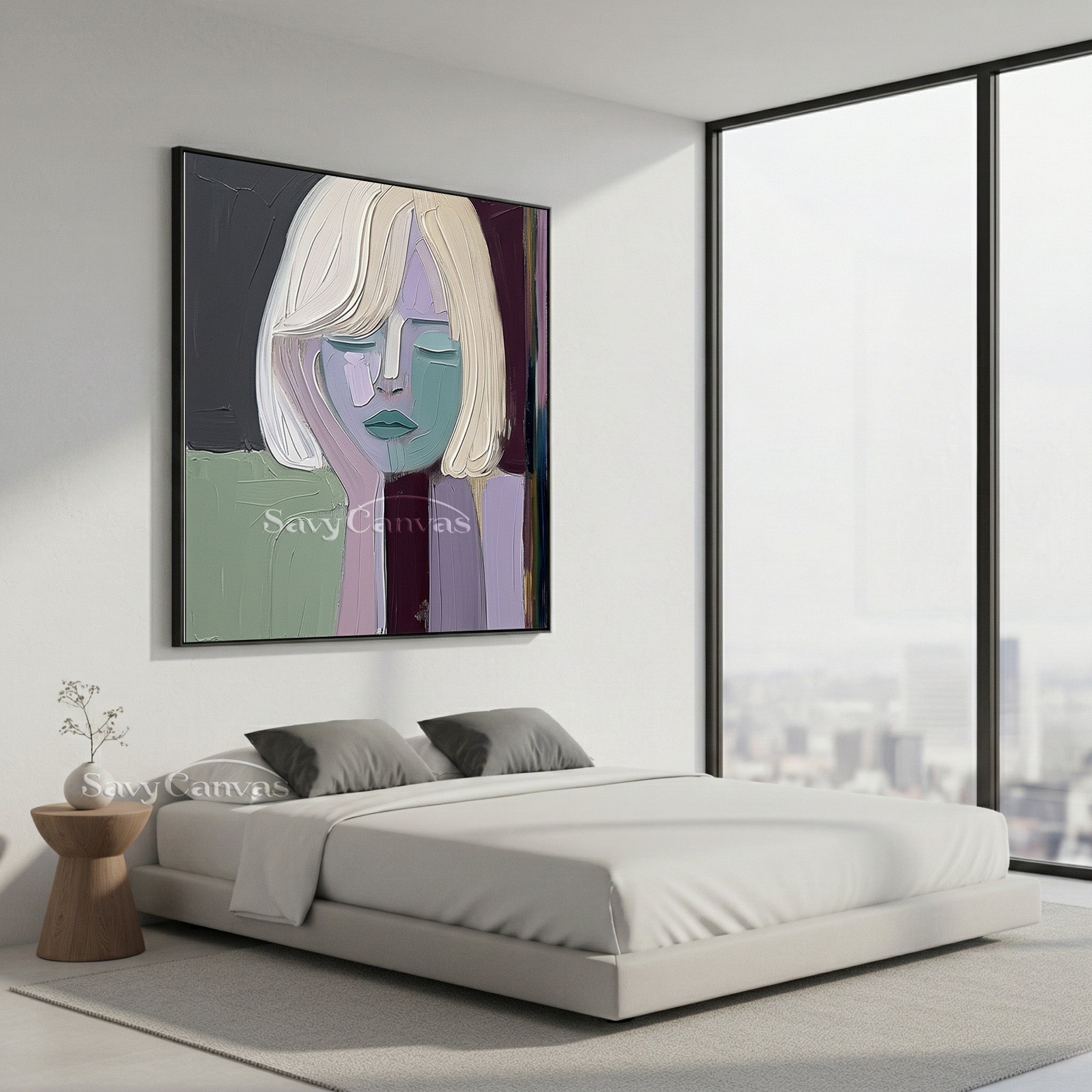Original Abstract Girl Portrait Oil Painting | Pastel Home Gallery #SS 104