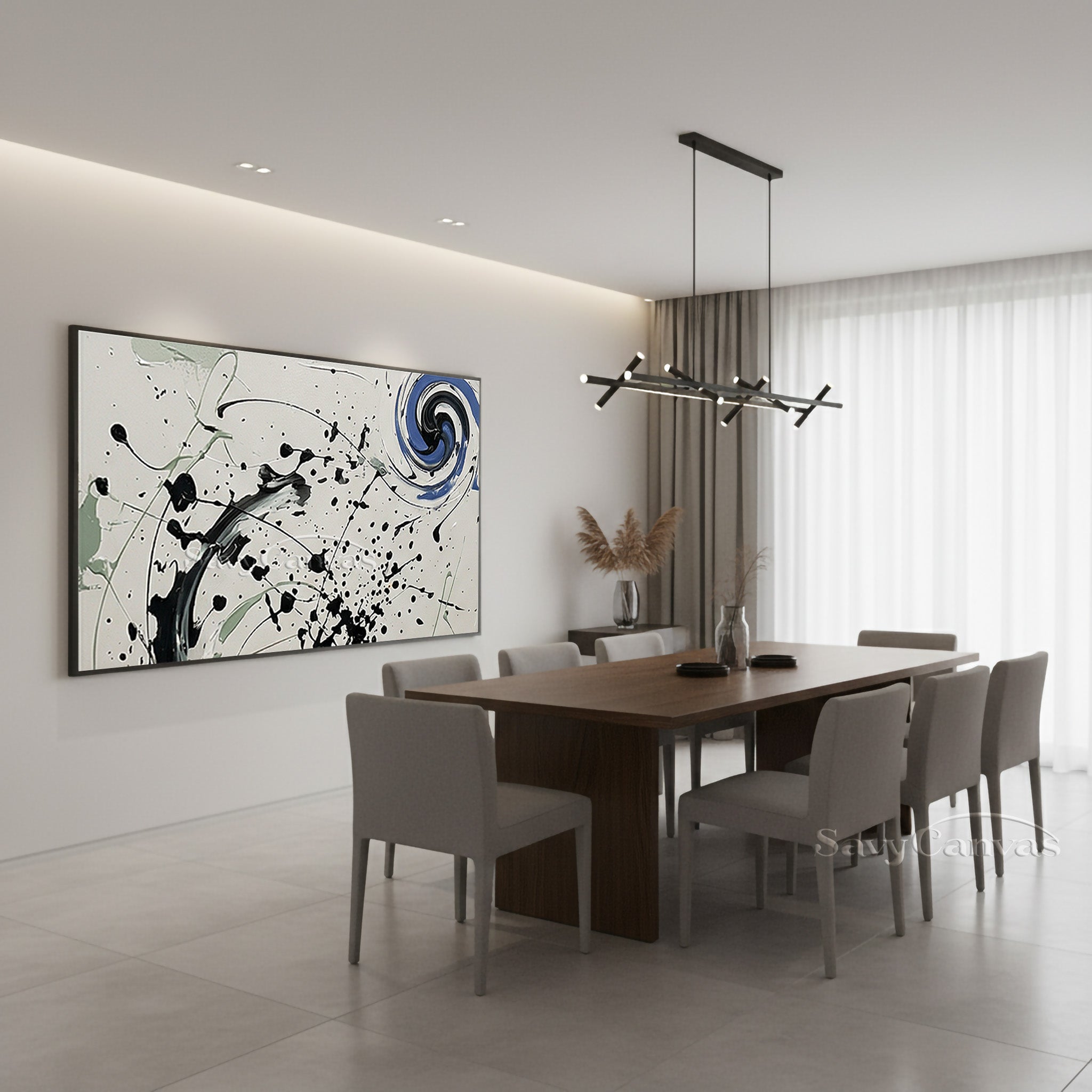 Abstract Swirl Splash Canvas Art – Modern Contemporary Wall Painting #JJ 471