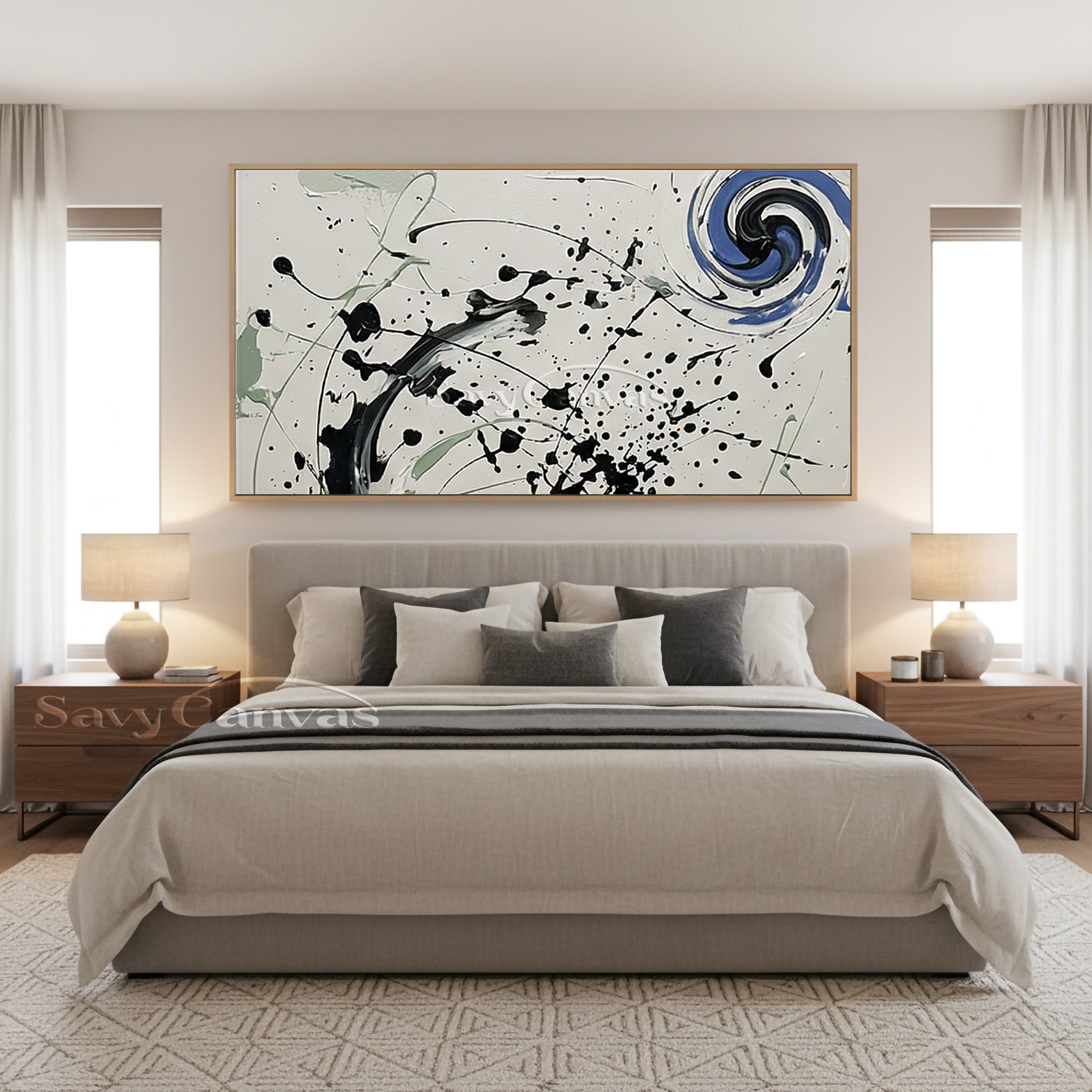 Abstract Swirl Splash Canvas Art – Modern Contemporary Wall Painting #JJ 471