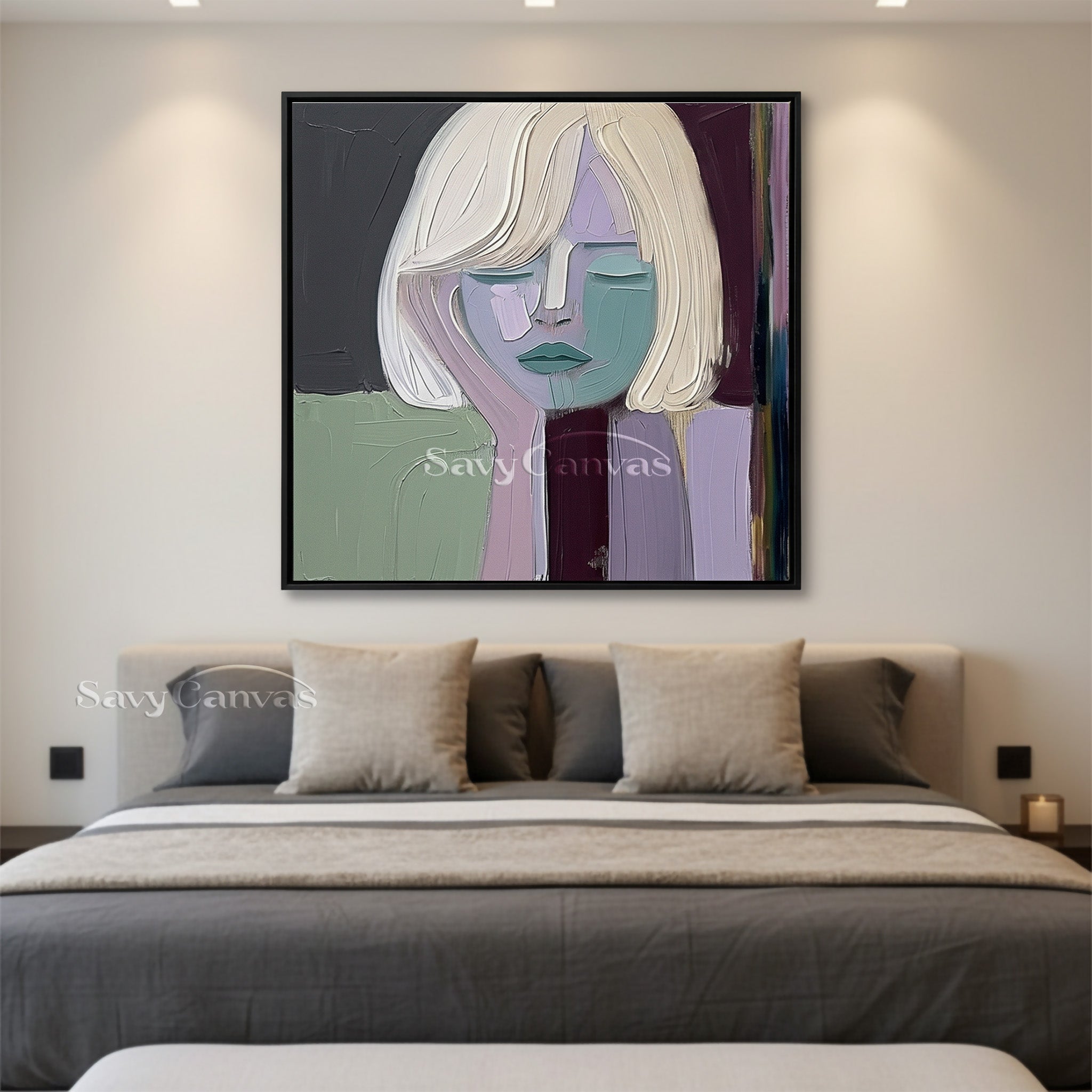Original Abstract Girl Portrait Oil Painting | Pastel Home Gallery #SS 104