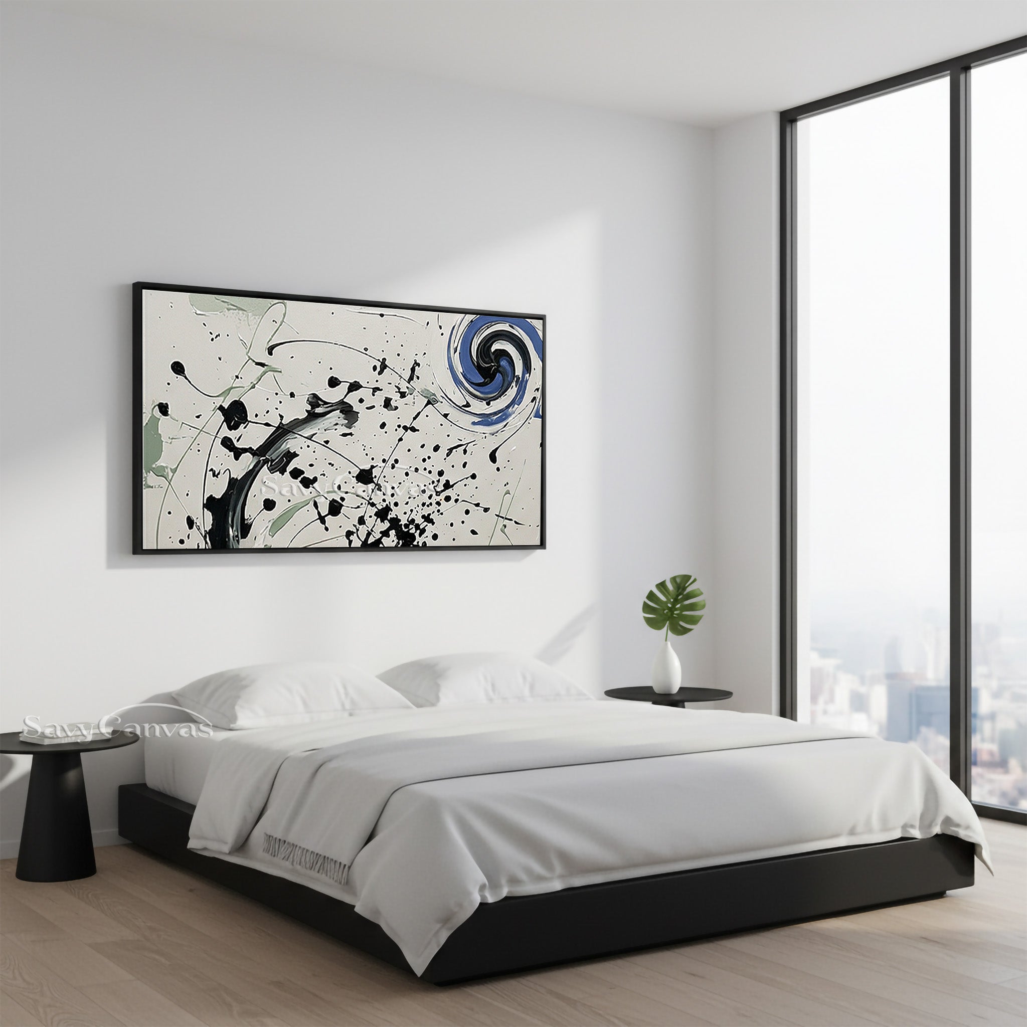 Abstract Swirl Splash Canvas Art – Modern Contemporary Wall Painting #JJ 471