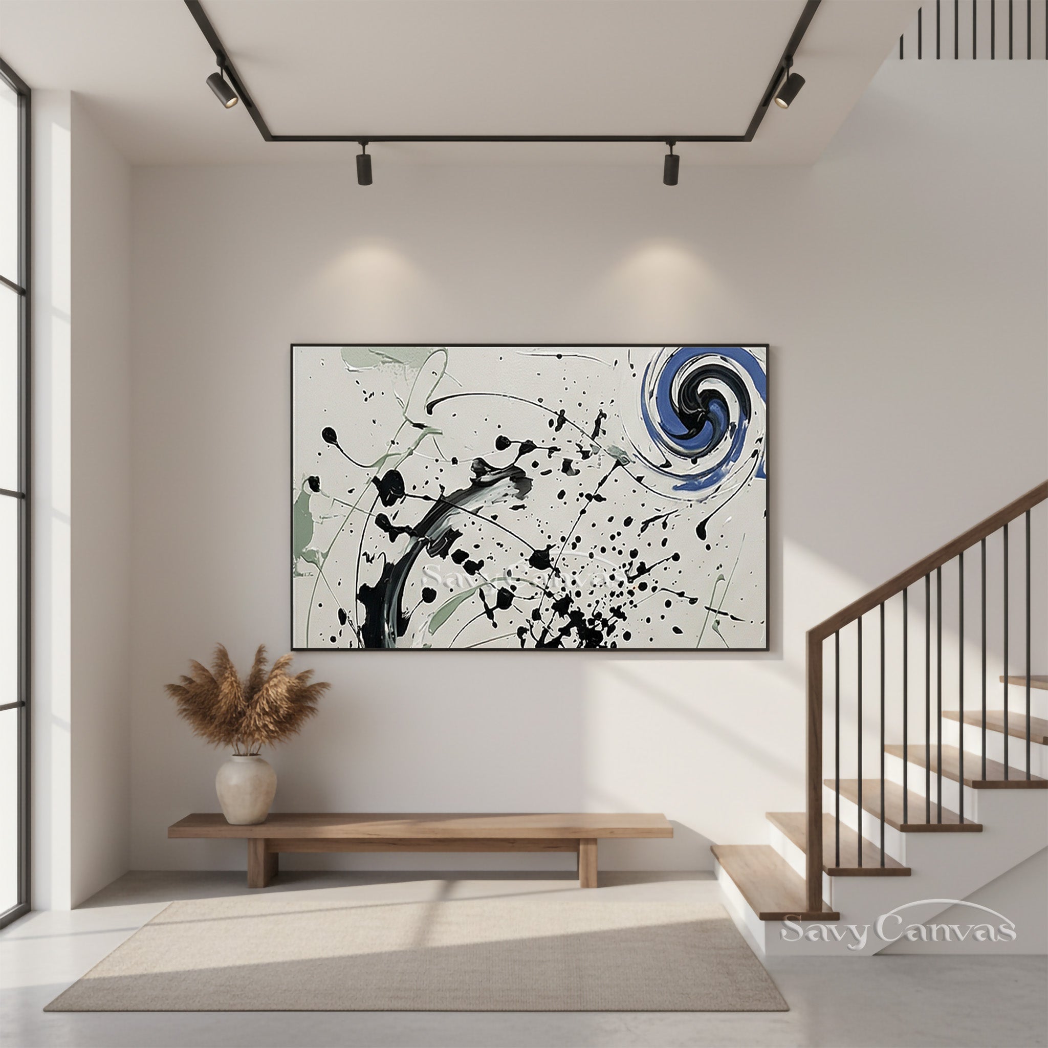 Abstract Swirl Splash Canvas Art – Modern Contemporary Wall Painting #JJ 471