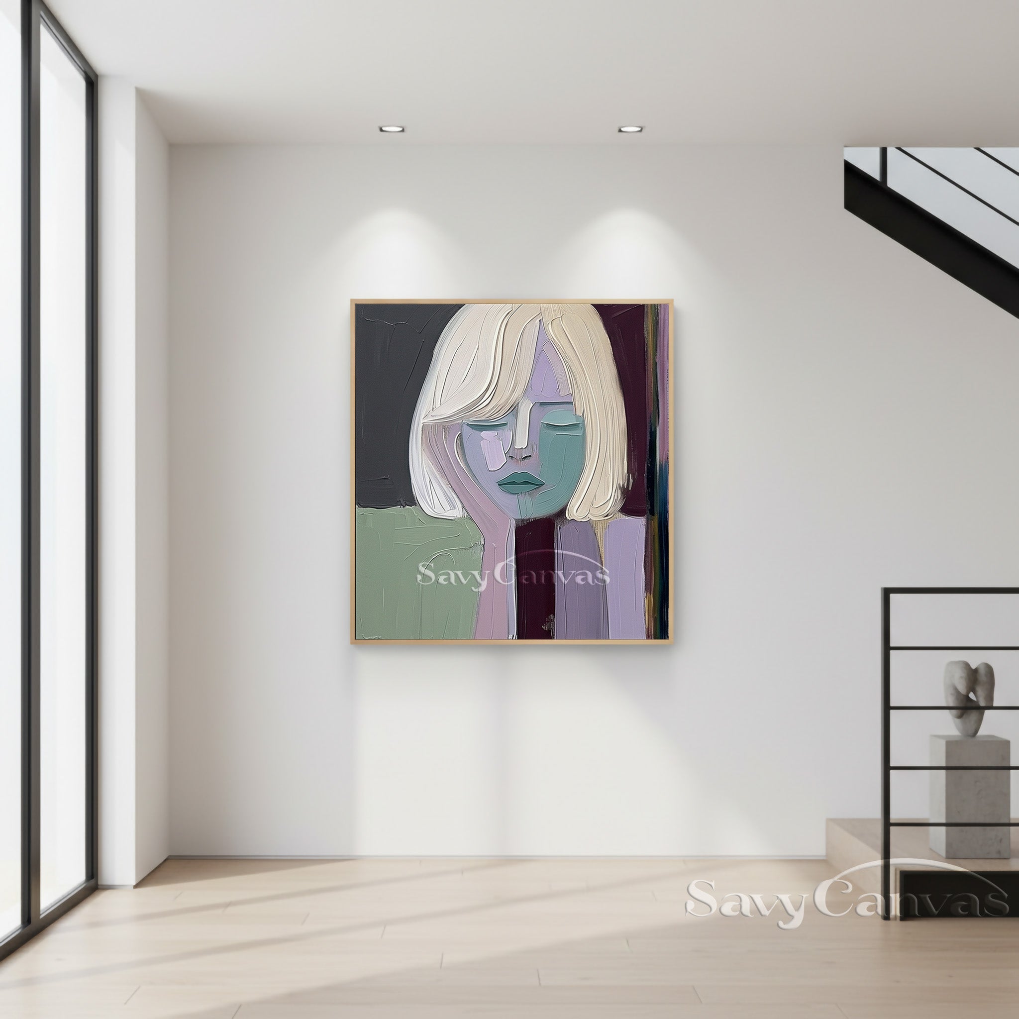 Original Abstract Girl Portrait Oil Painting | Pastel Home Gallery #SS 104