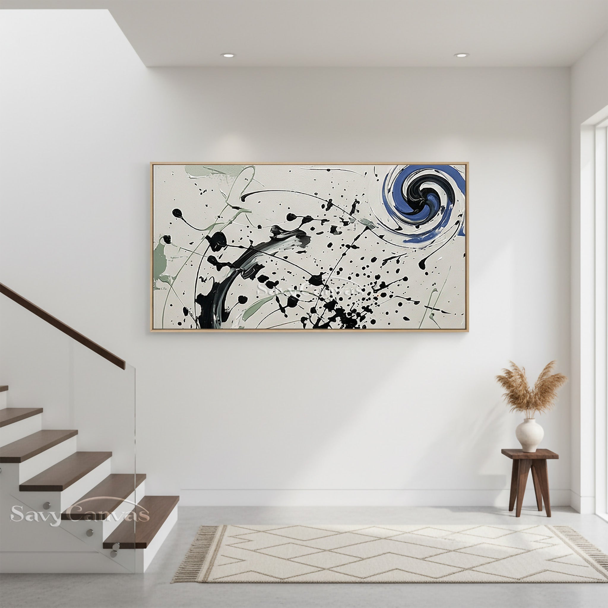 Abstract Swirl Splash Canvas Art – Modern Contemporary Wall Painting #JJ 471