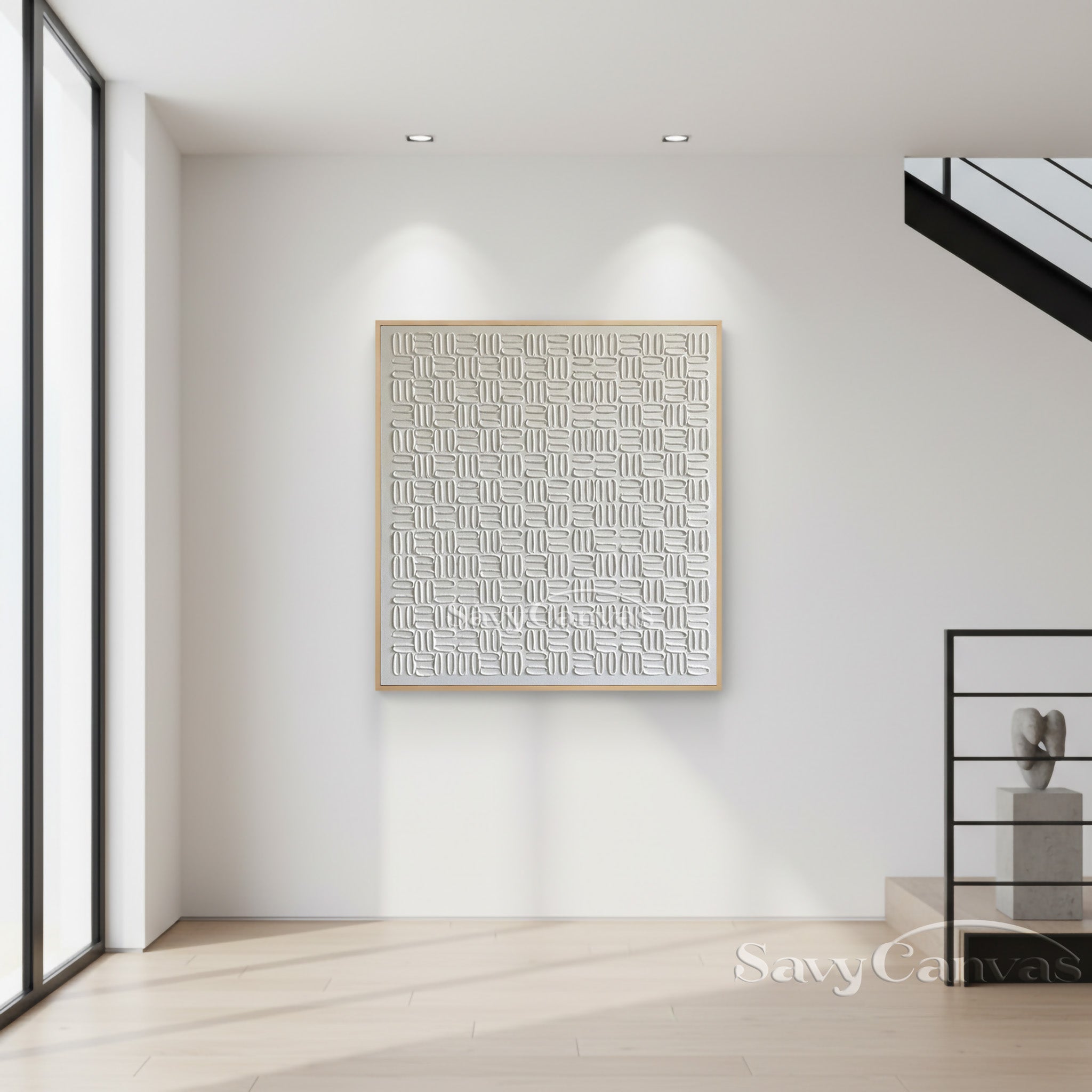 Modern Textured Painting | Framed White Wall Art #AA 494