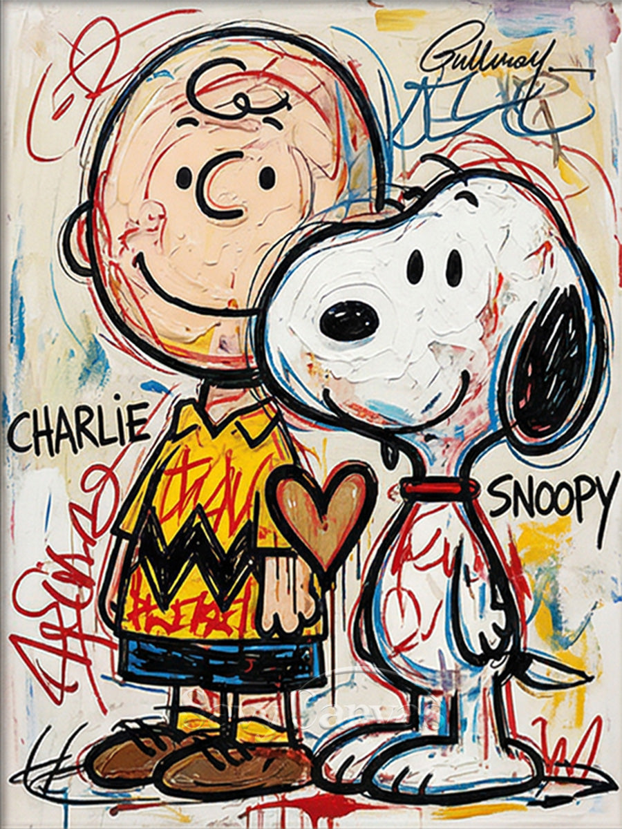 Charlie Brown & Snoopy Graffiti Hand-painted Oil Painting #SS 064