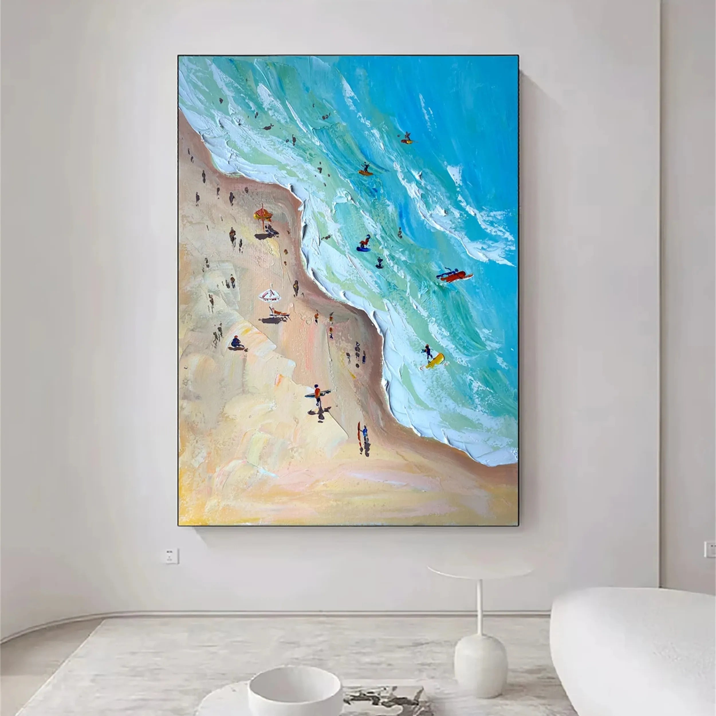 Modern Colorful Beach Life Abstract Oil Painting - Vibrant Art # JJ 127