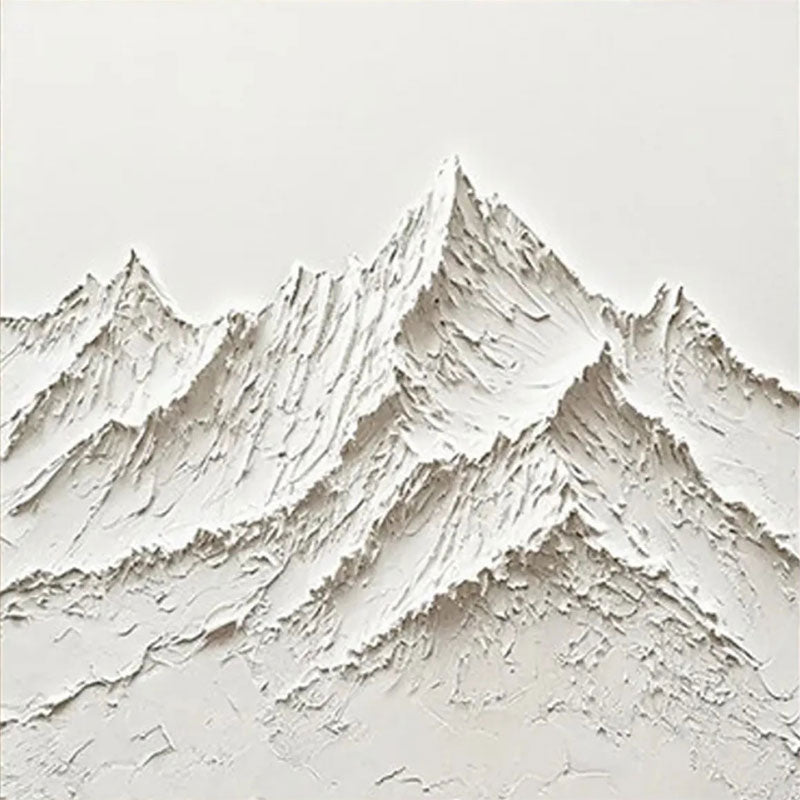 Minimalist White Mountain Textured Oil Painting | Modern Landscape #JJ 420