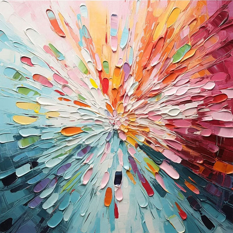 Colorful Abstract Textured Flower Burst Oil Painting | "Radiant Bloom" Wall Art #TC 166