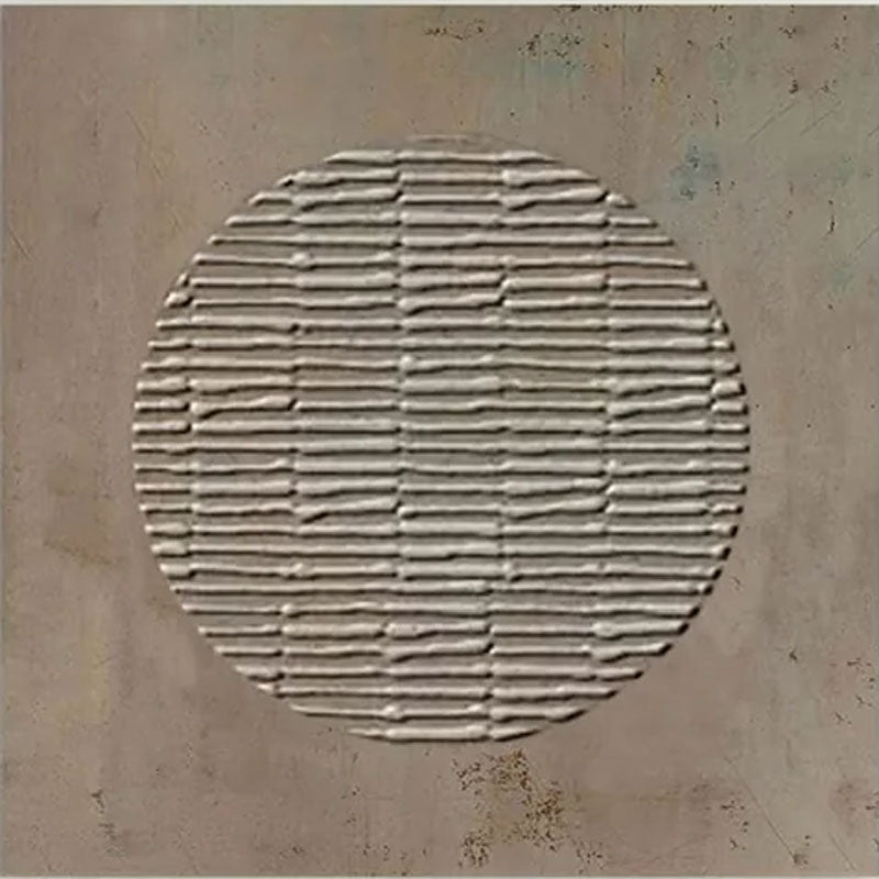 3D Minimalist Abstract Oil Painting with Textured Brown Circle #JJ 013
