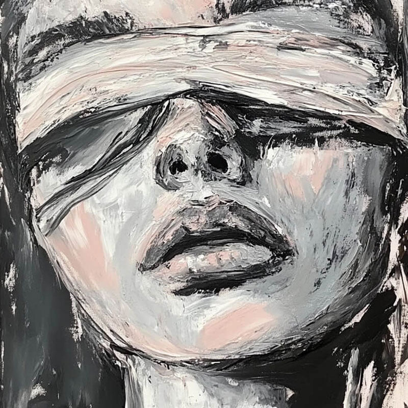 Abstract Figure Wall Art -  Large Abstract Face Painting #JJ 427