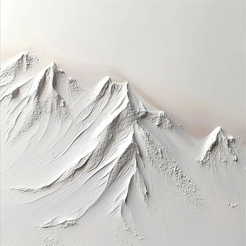 Minimalist White Mountain Textured Oil Painting | Canvas Wall Art #JJ 421