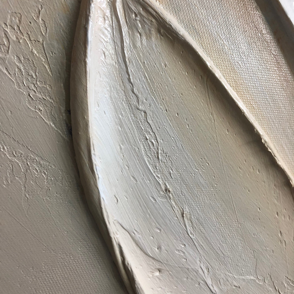 Neutral Boho Textured Floral Art | Hand-Painted White Flower Diptych #ZZ 272