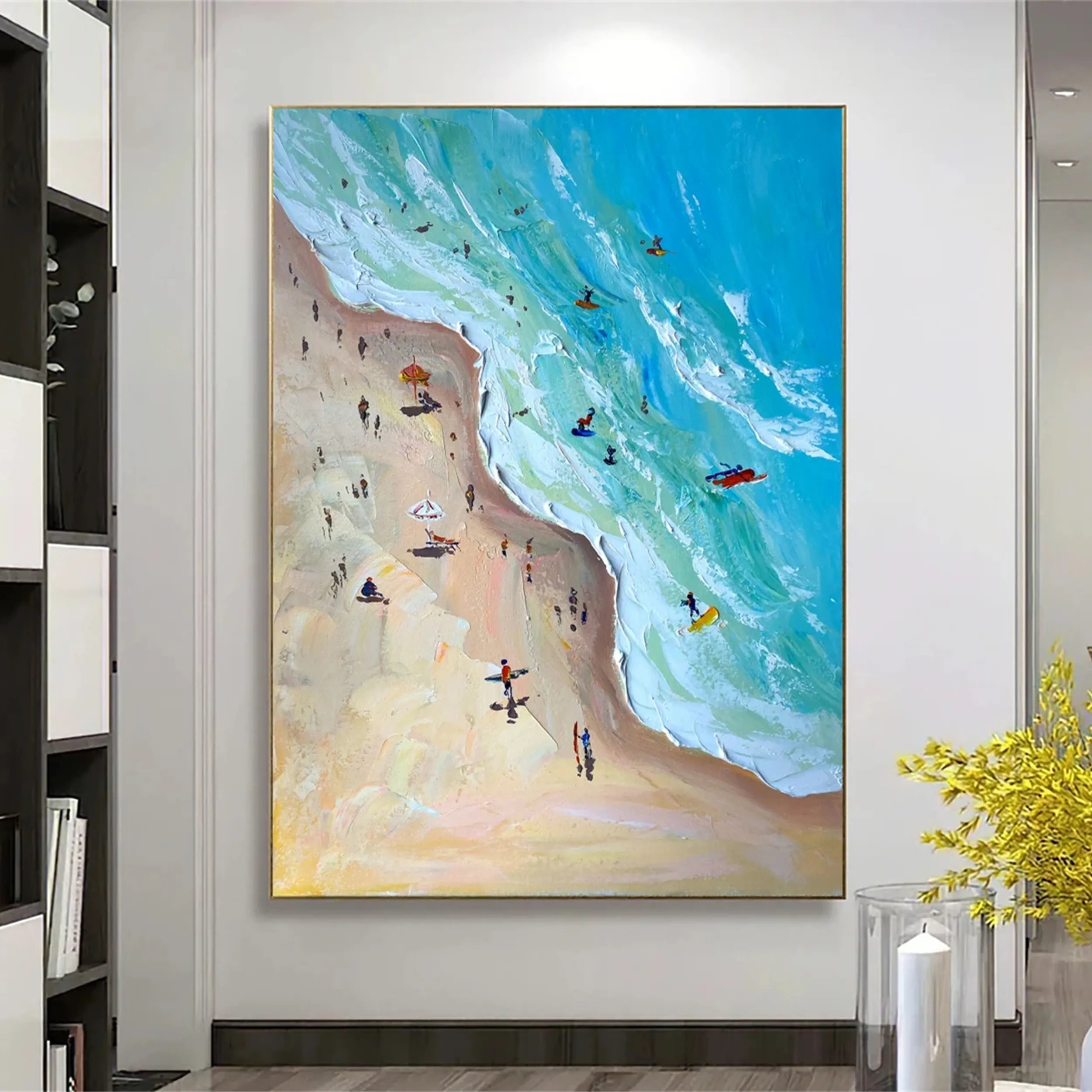  Cheerful Beach Abstract - Colorful Vacation Oil Painting
