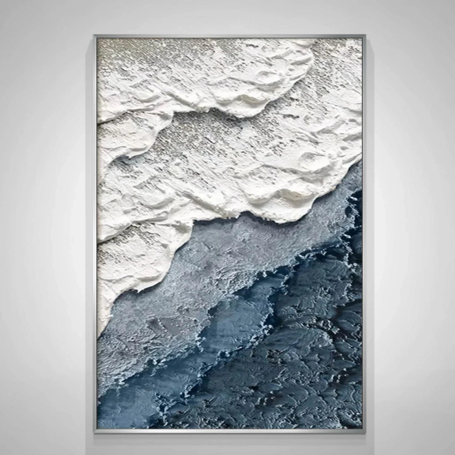 Textured Beach Abstract Oil Painting - Modern Serene Art Wall Art Canvas # JJ 140