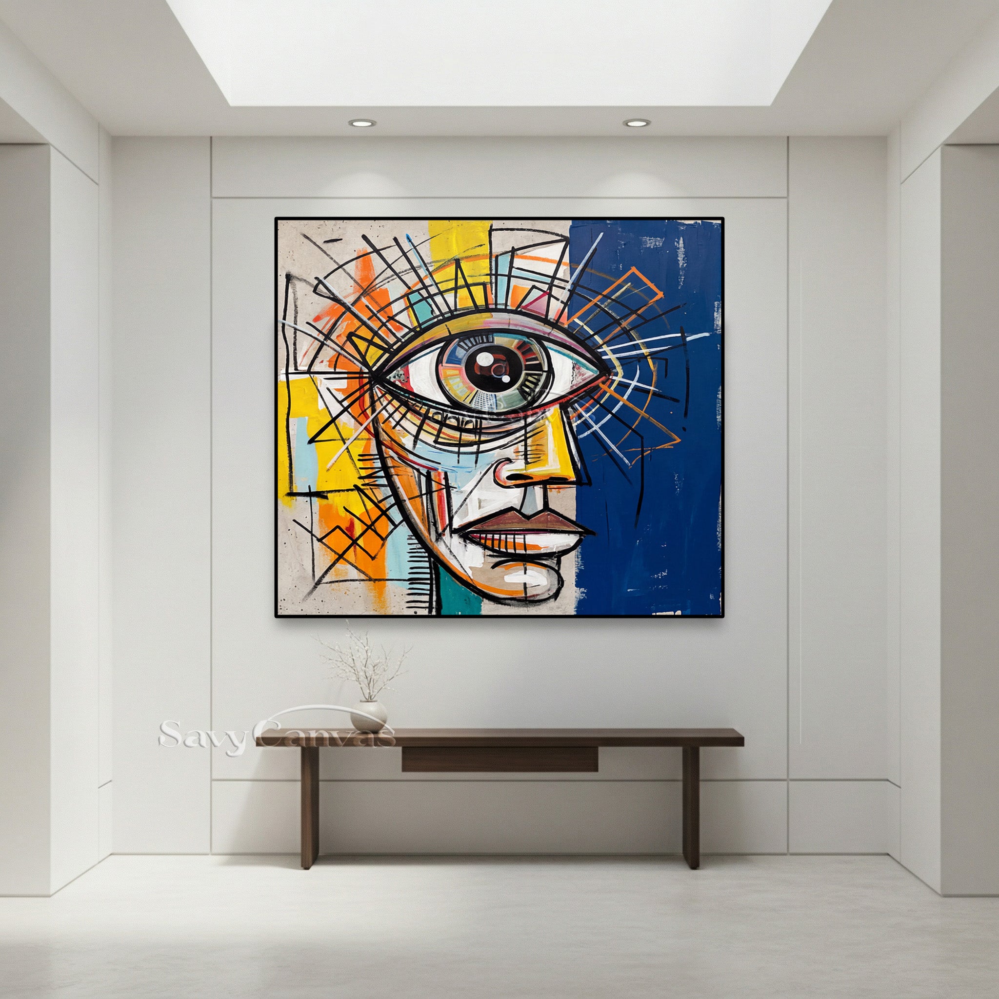 Modern Abstract Eye Wall Art - Basquiat Style Portrait Oil Painting #SS 053
