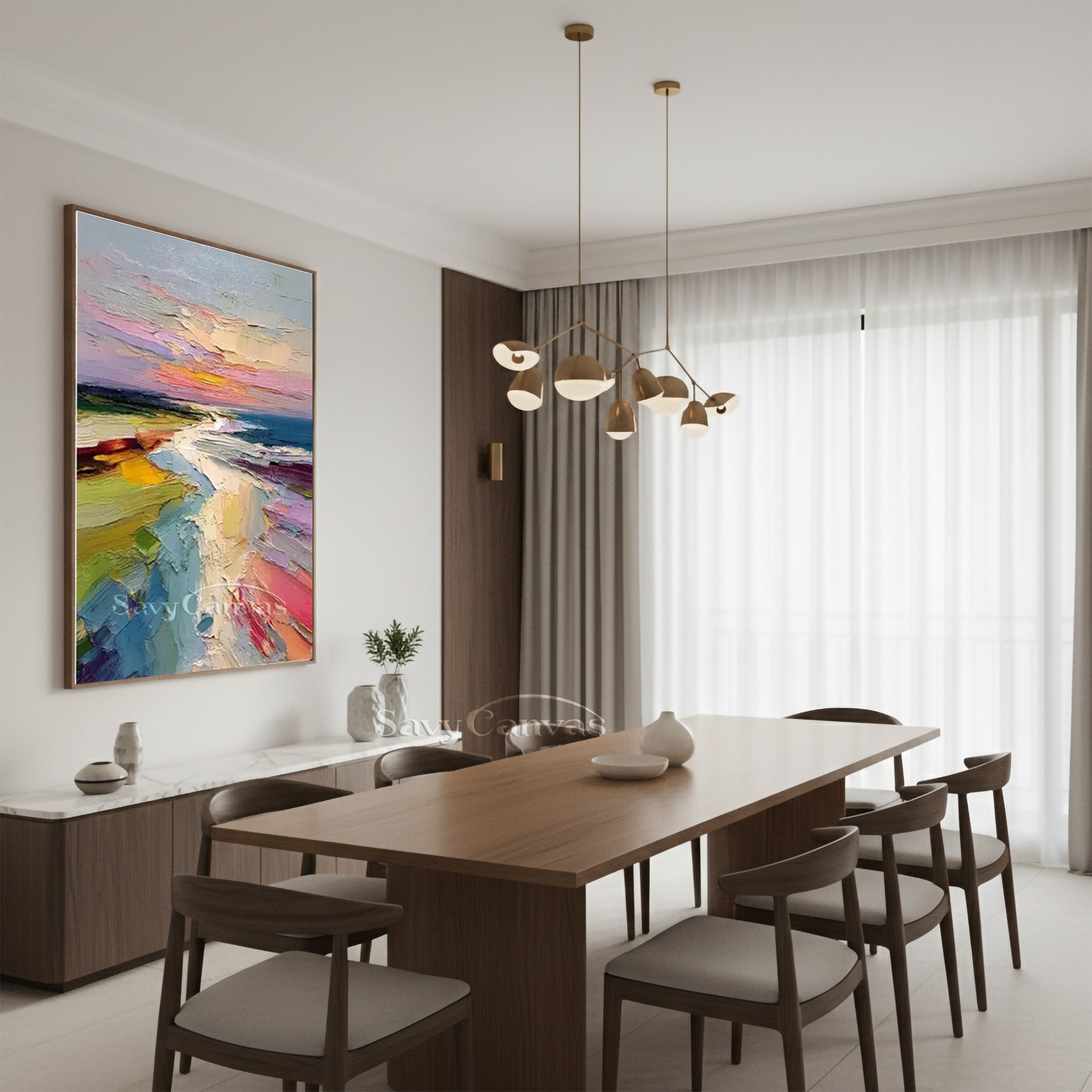 Abstract Sunset Beach Impasto Oil Painting on Canvas #SS 008
