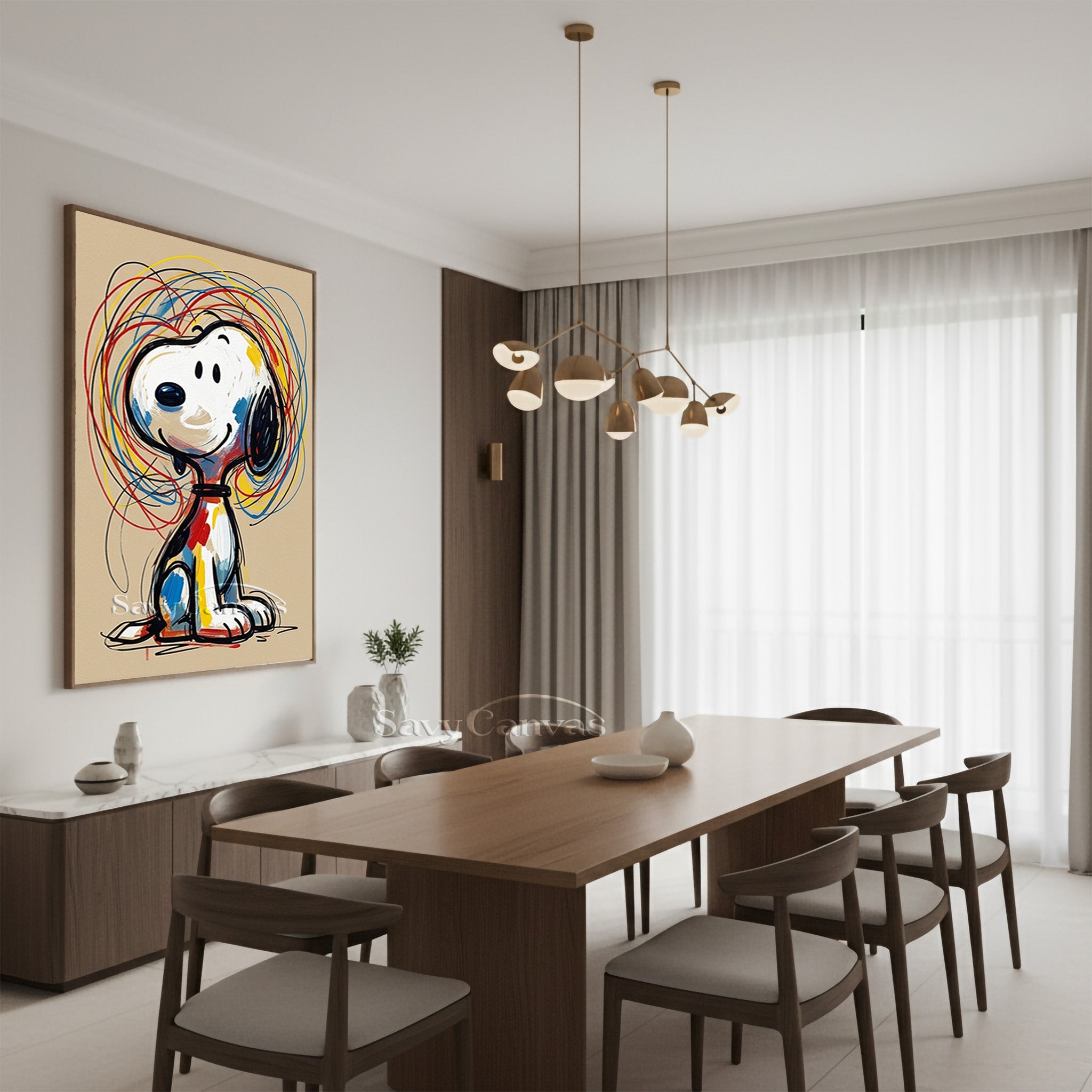 Modern Snoopy Painting | Colorful Cartoon Wall Decor #AA 521
