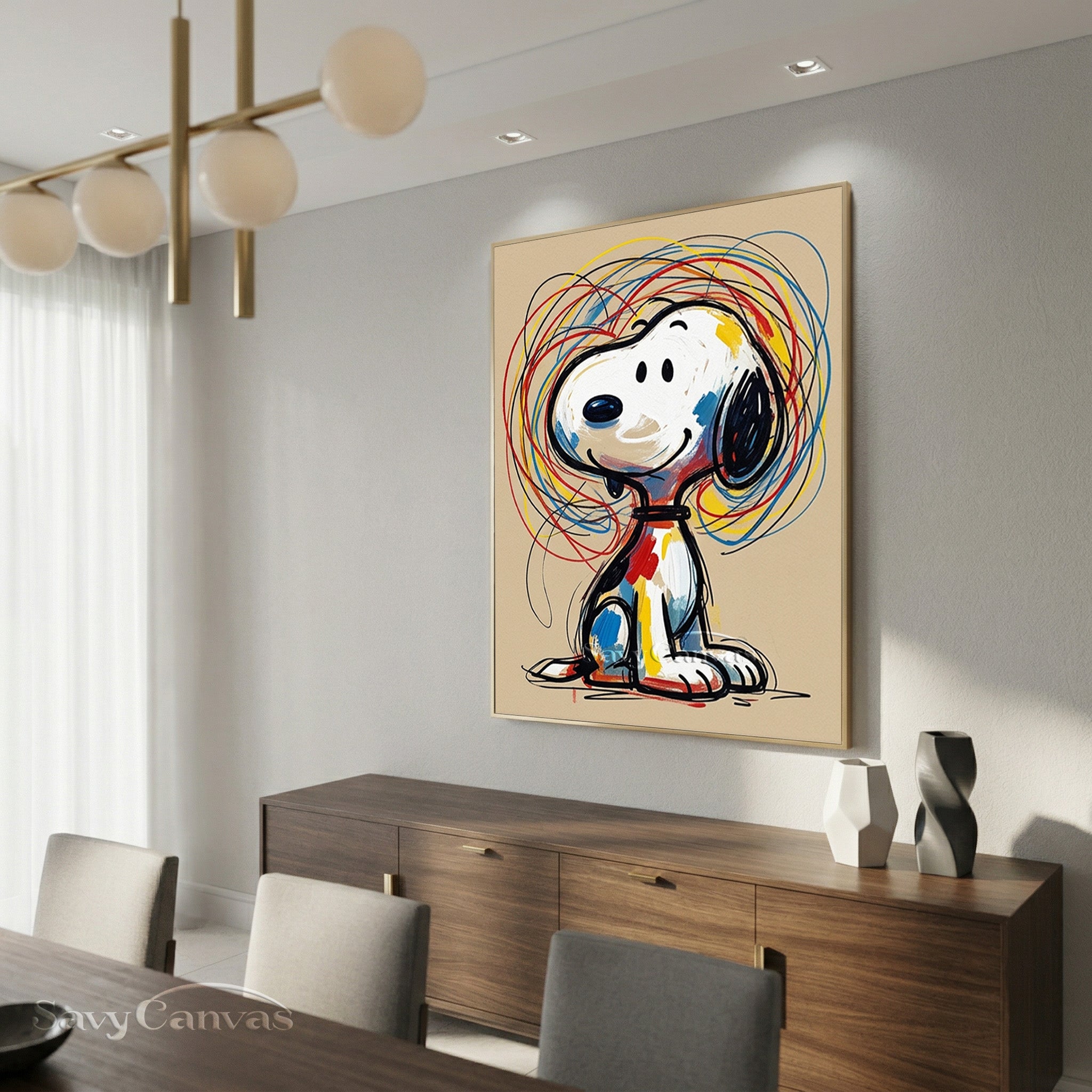 Modern Snoopy Painting | Colorful Cartoon Wall Decor #AA 521