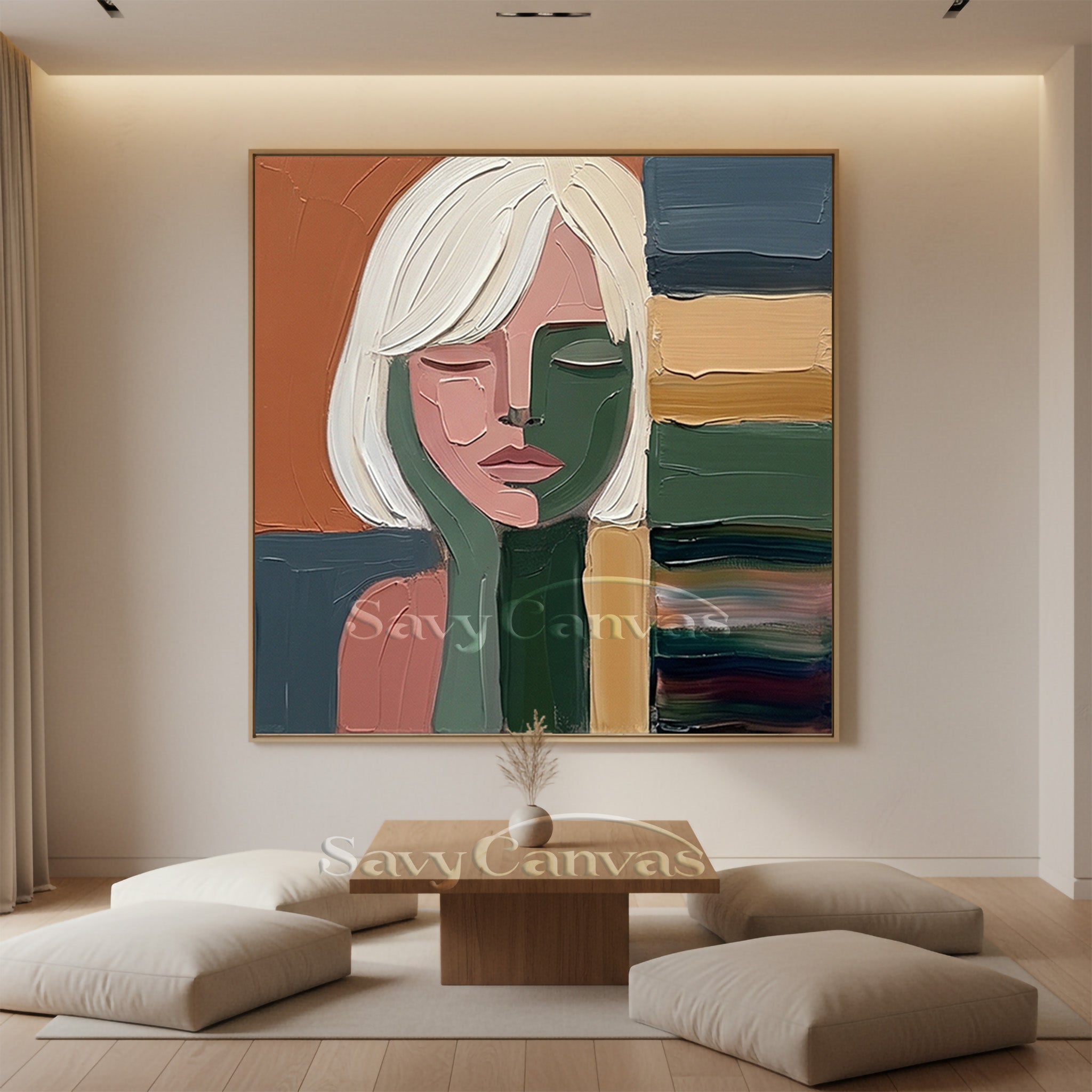 Textured Abstract Female Portrait | Hand-Painted Earth Tone Art #SS 105