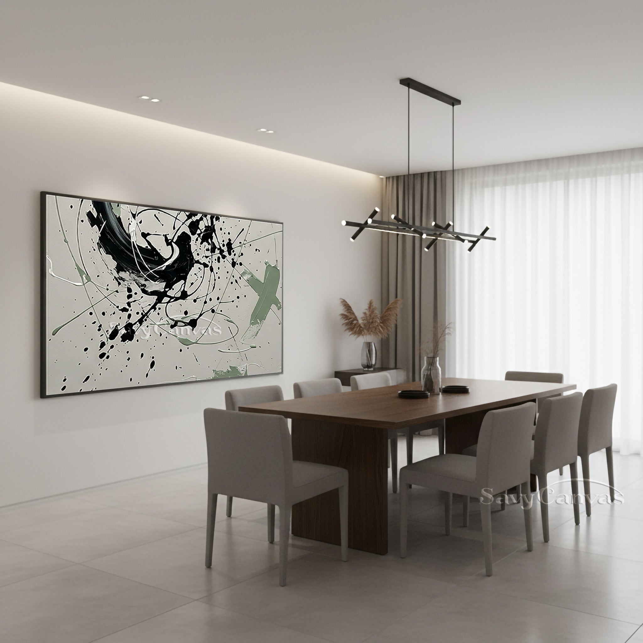 Contemporary Abstract Ink Splash Painting – Modern Canvas Wall Decor #JJ 472