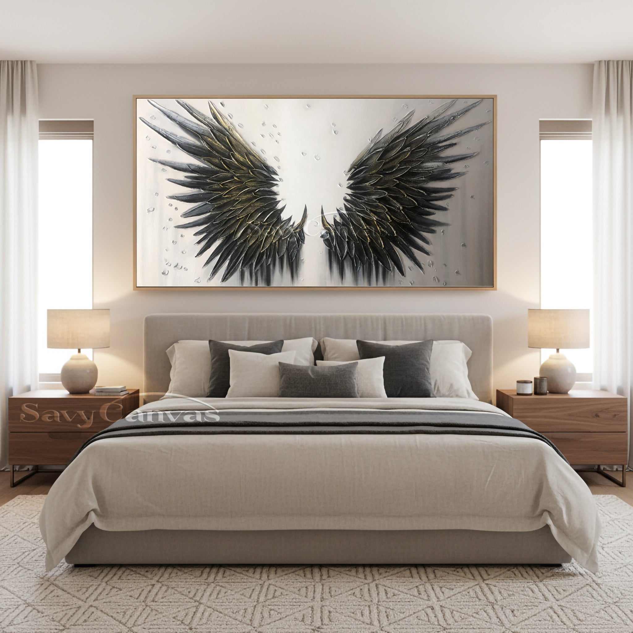 Gold Angel Wings Wall Decor - Modern Impasto Style Painting #SS 030
