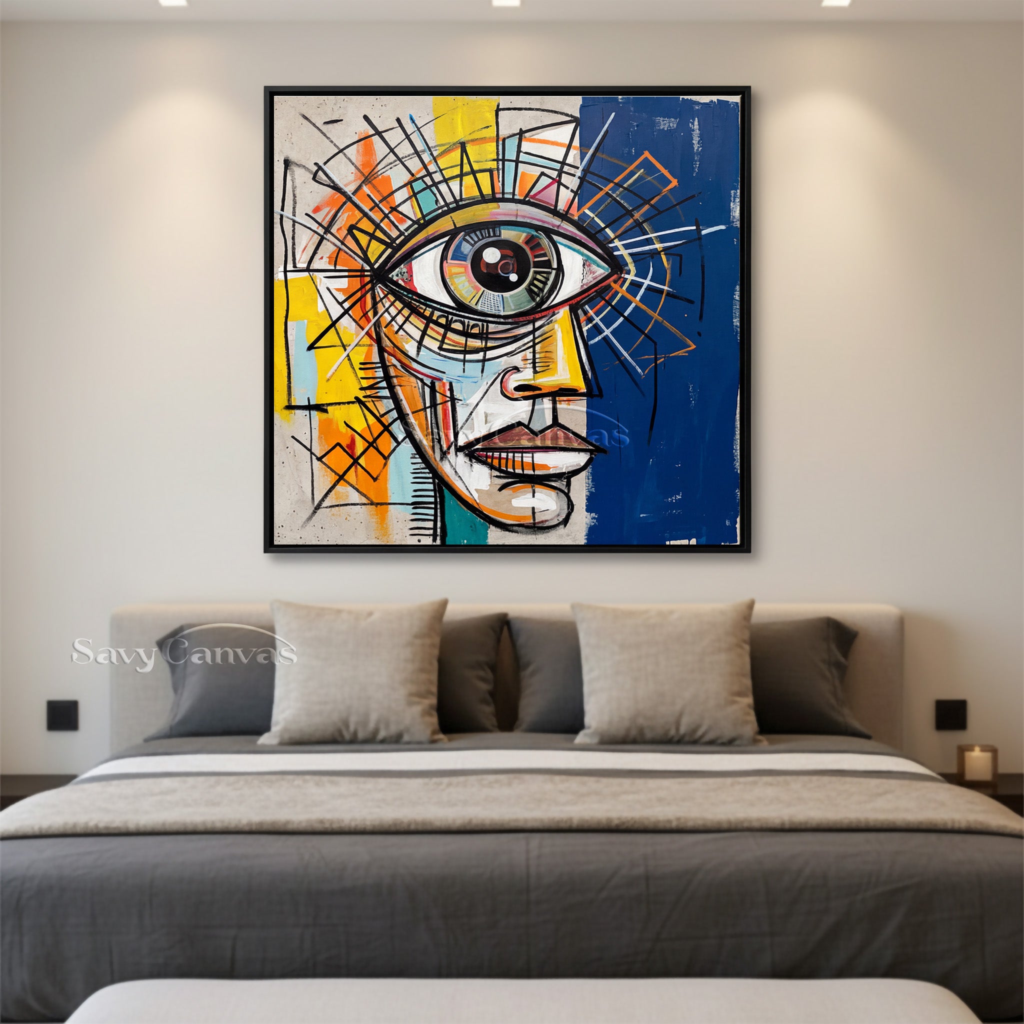 Modern Abstract Eye Wall Art - Basquiat Style Portrait Oil Painting #SS 053