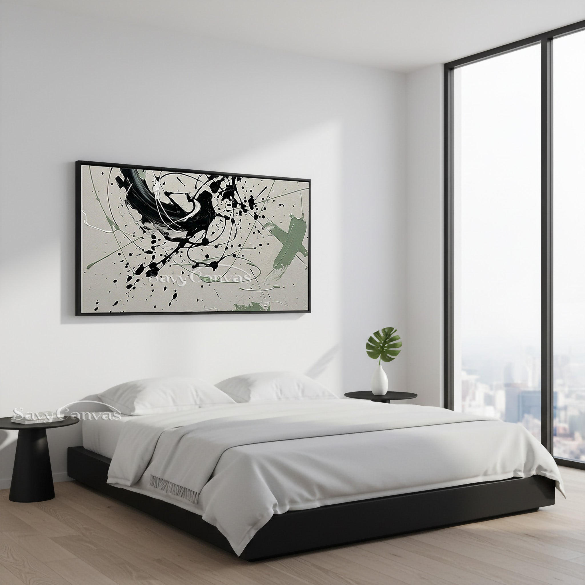 Contemporary Abstract Ink Splash Painting – Modern Canvas Wall Decor #JJ 472