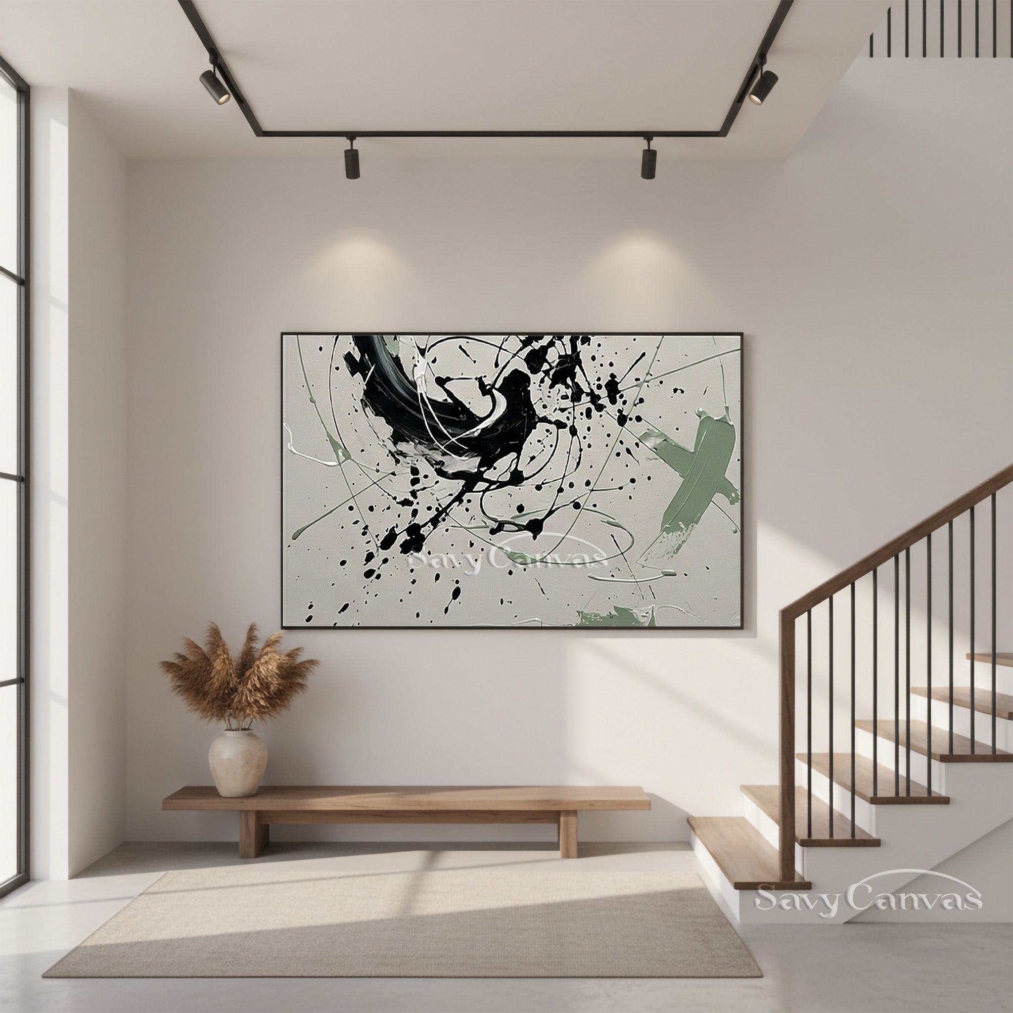 Contemporary Abstract Ink Splash Painting – Modern Canvas Wall Decor #JJ 472