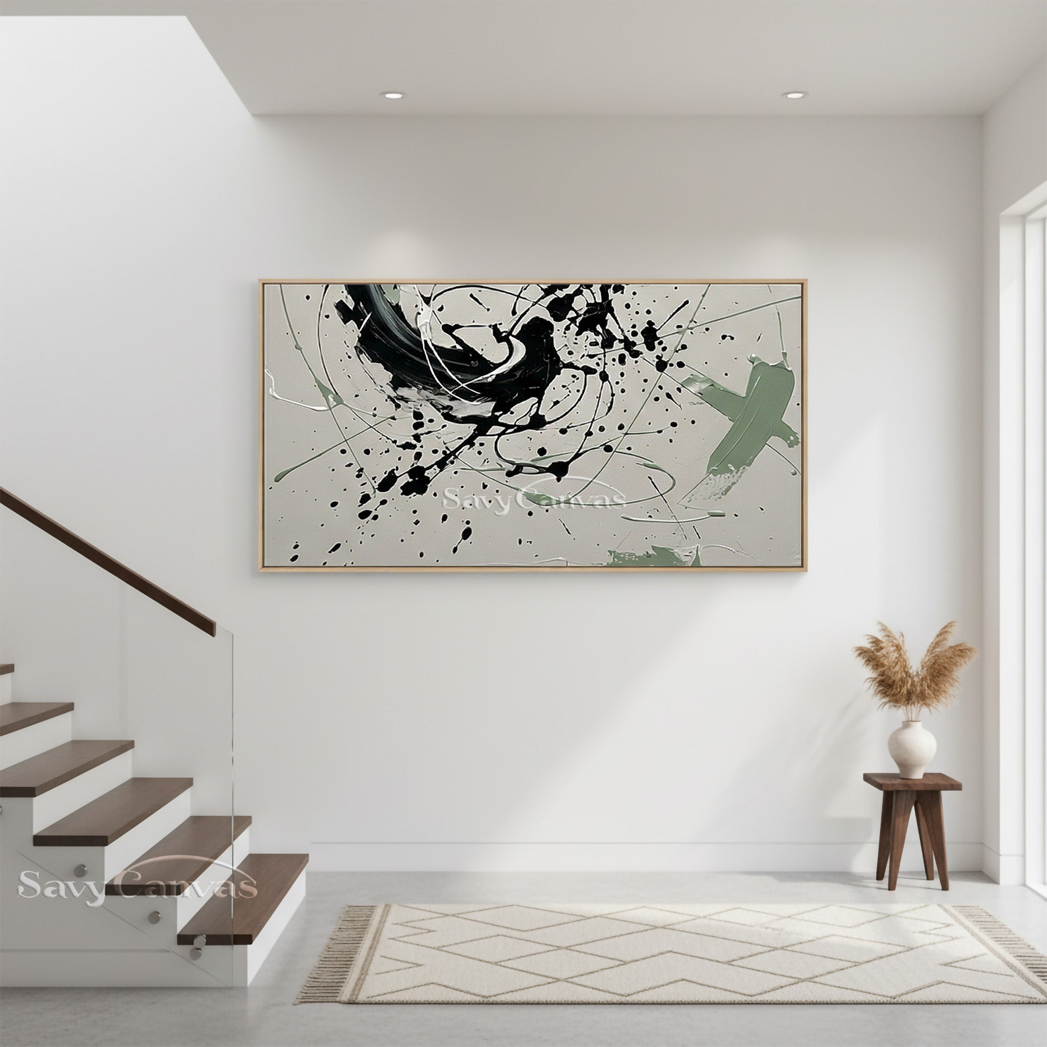 Contemporary Abstract Ink Splash Painting – Modern Canvas Wall Decor #JJ 472