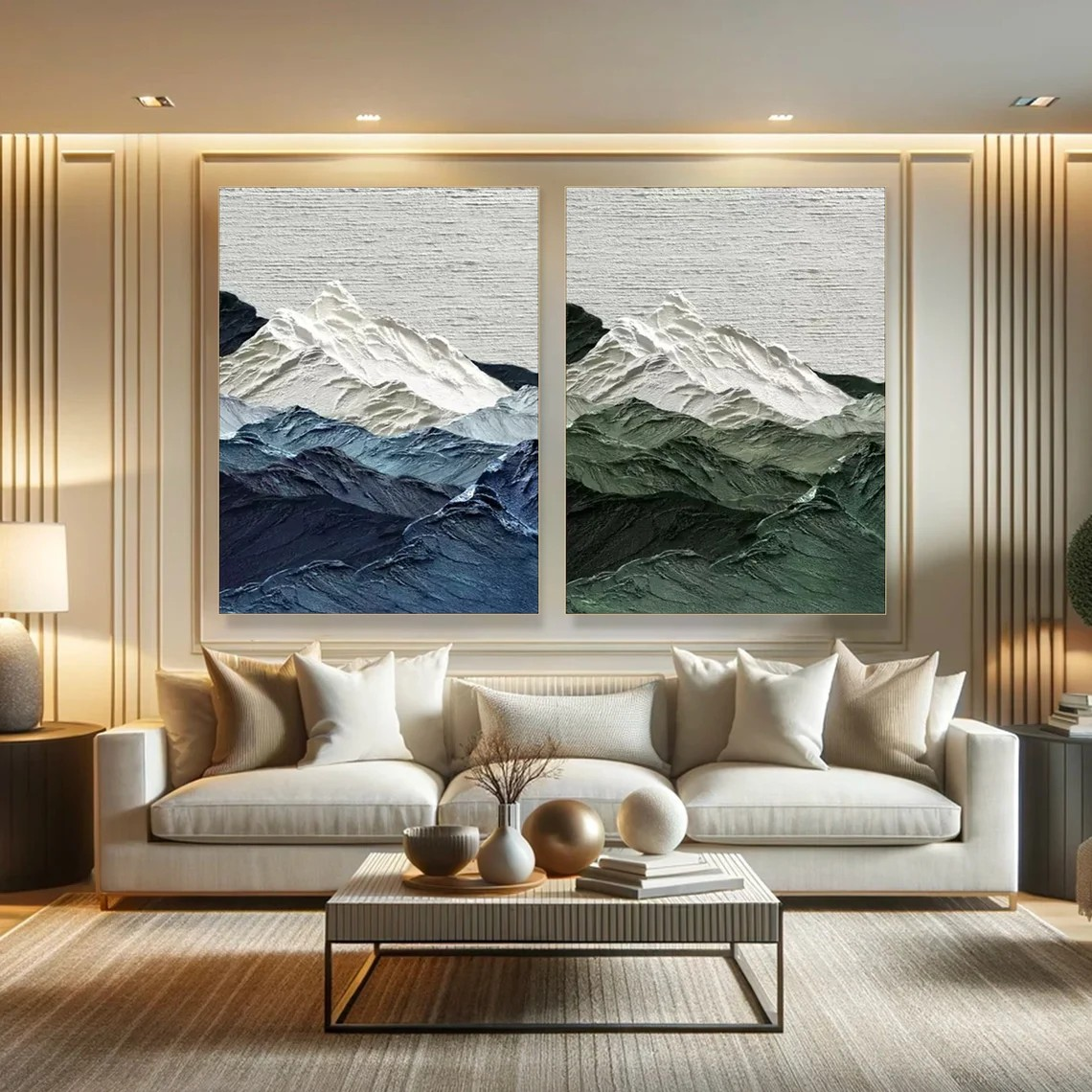 Abstract Mountain Range Canvas Painting – Set of 2 | #TC 080