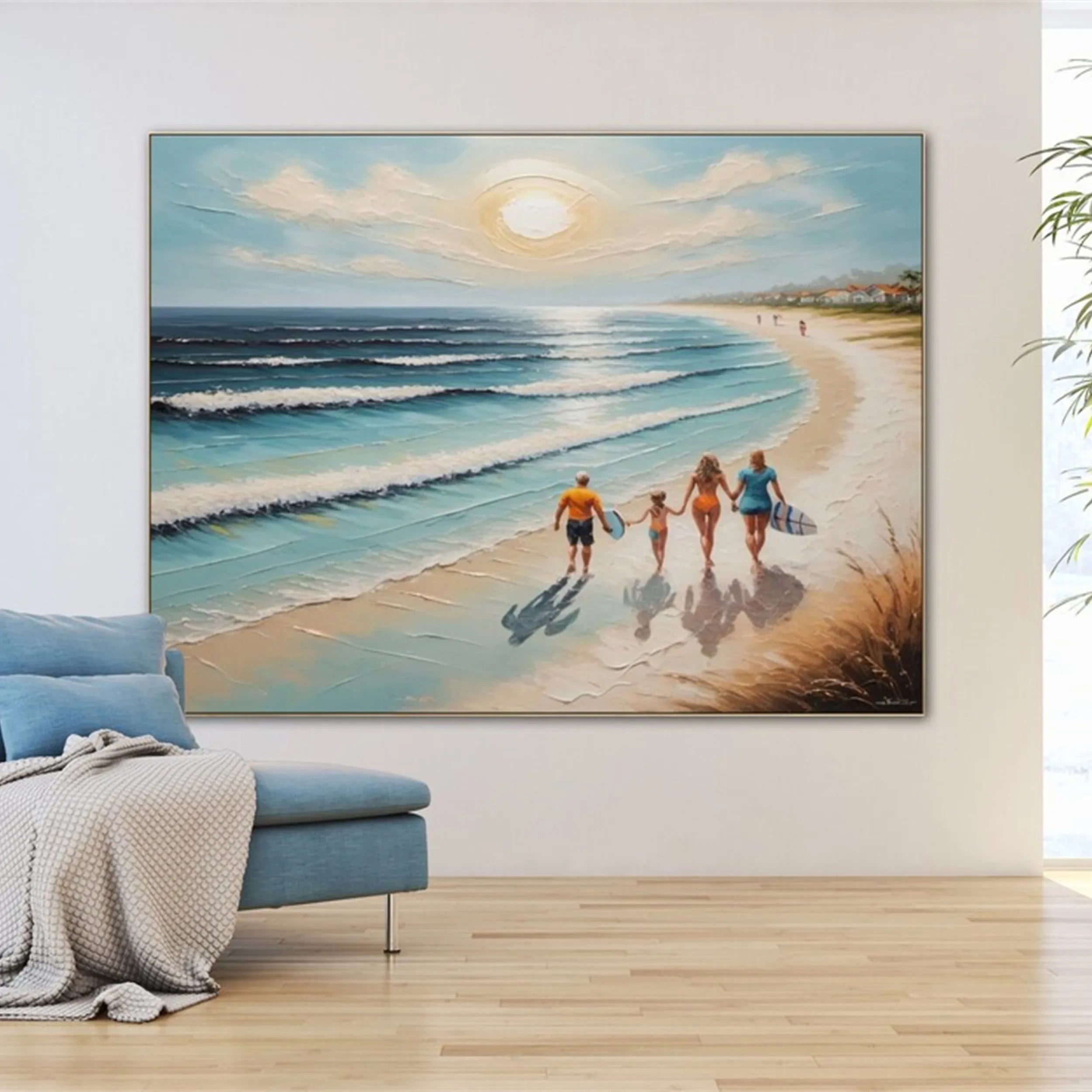 Minimalist Ocean Horizon Art – Serene Beach Canvas for Tranquil Decor