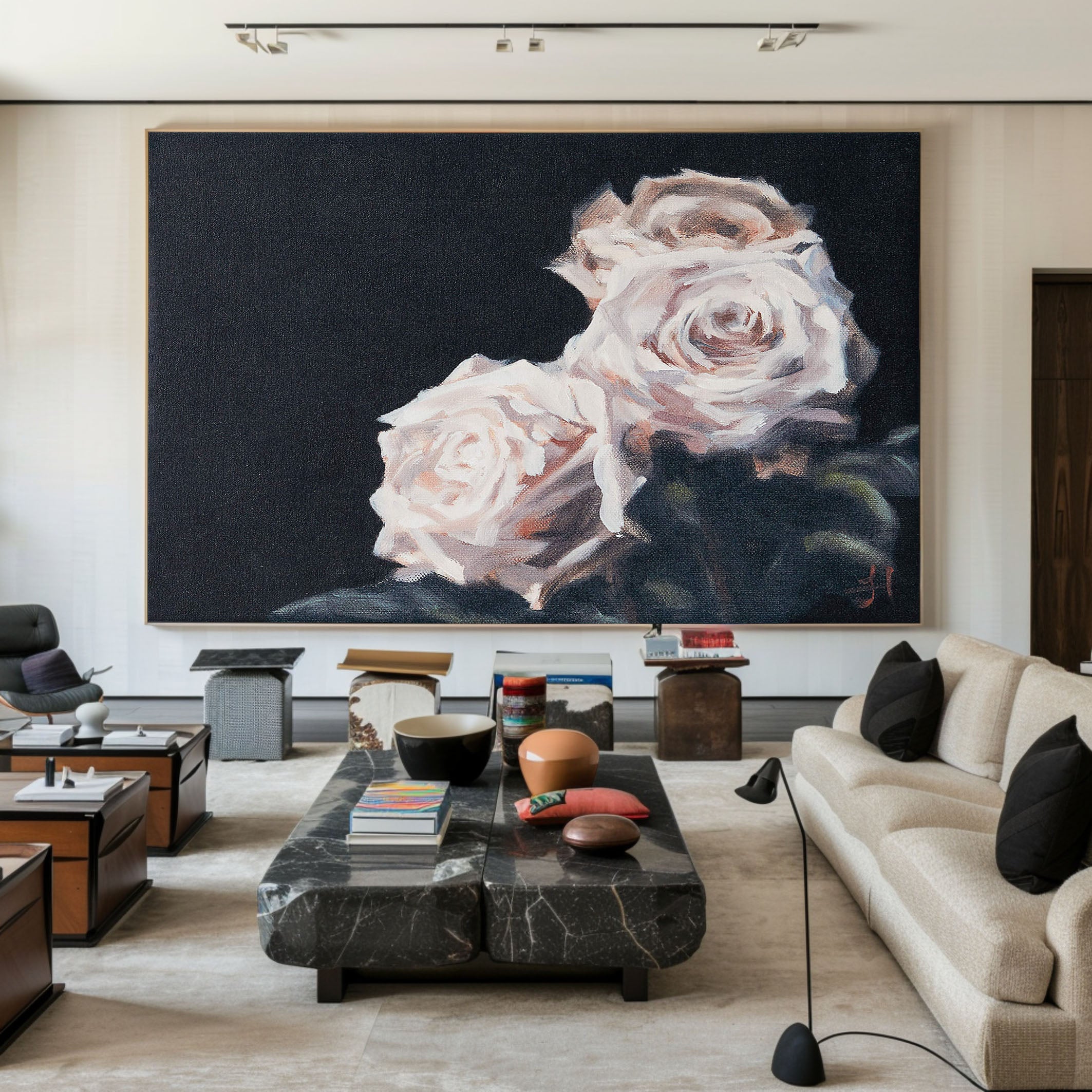 Floral Oil Painting on Canvas - Handmade Roses