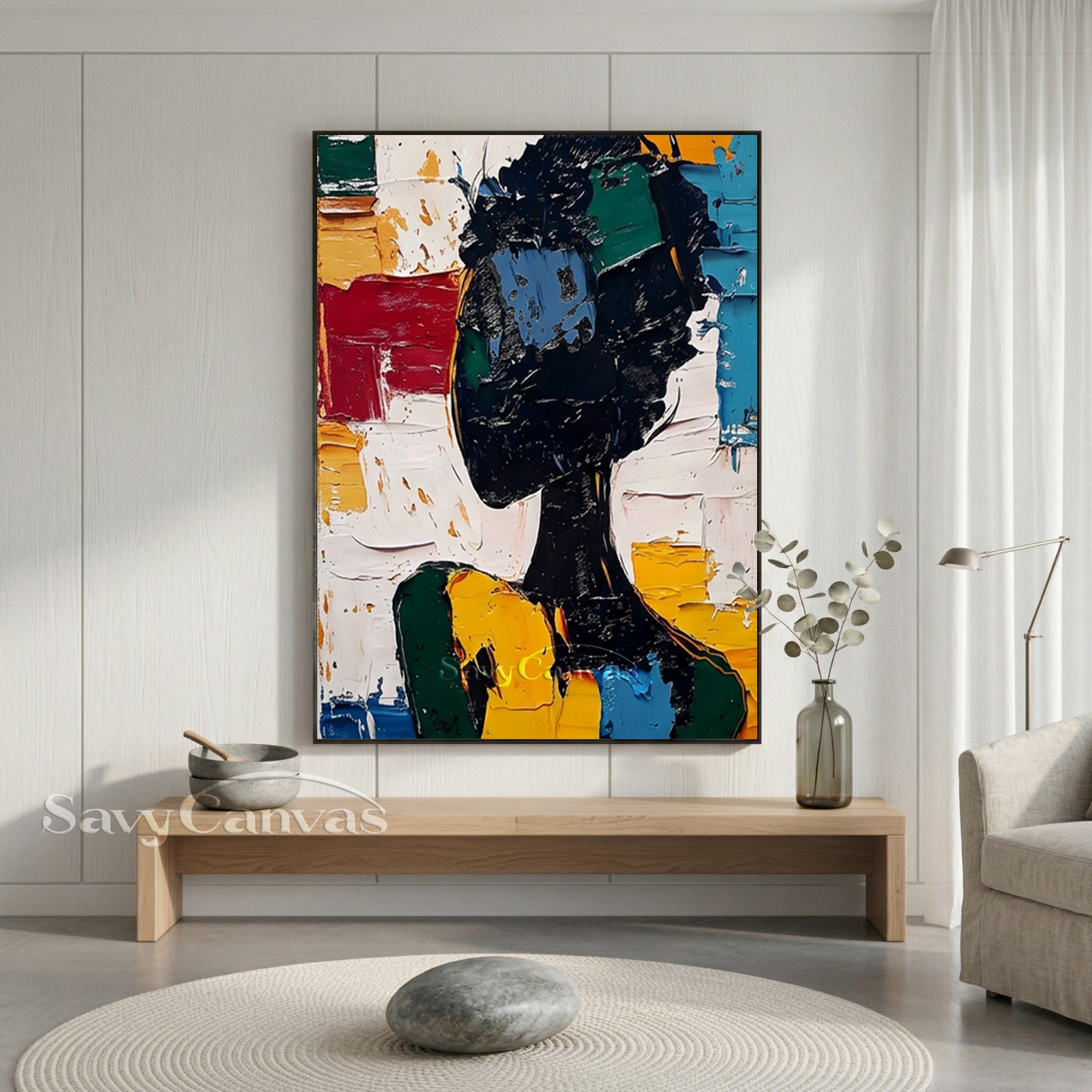 Textured Abstract Impressionist Art | Bold Impasto Canvas Print #AA 532