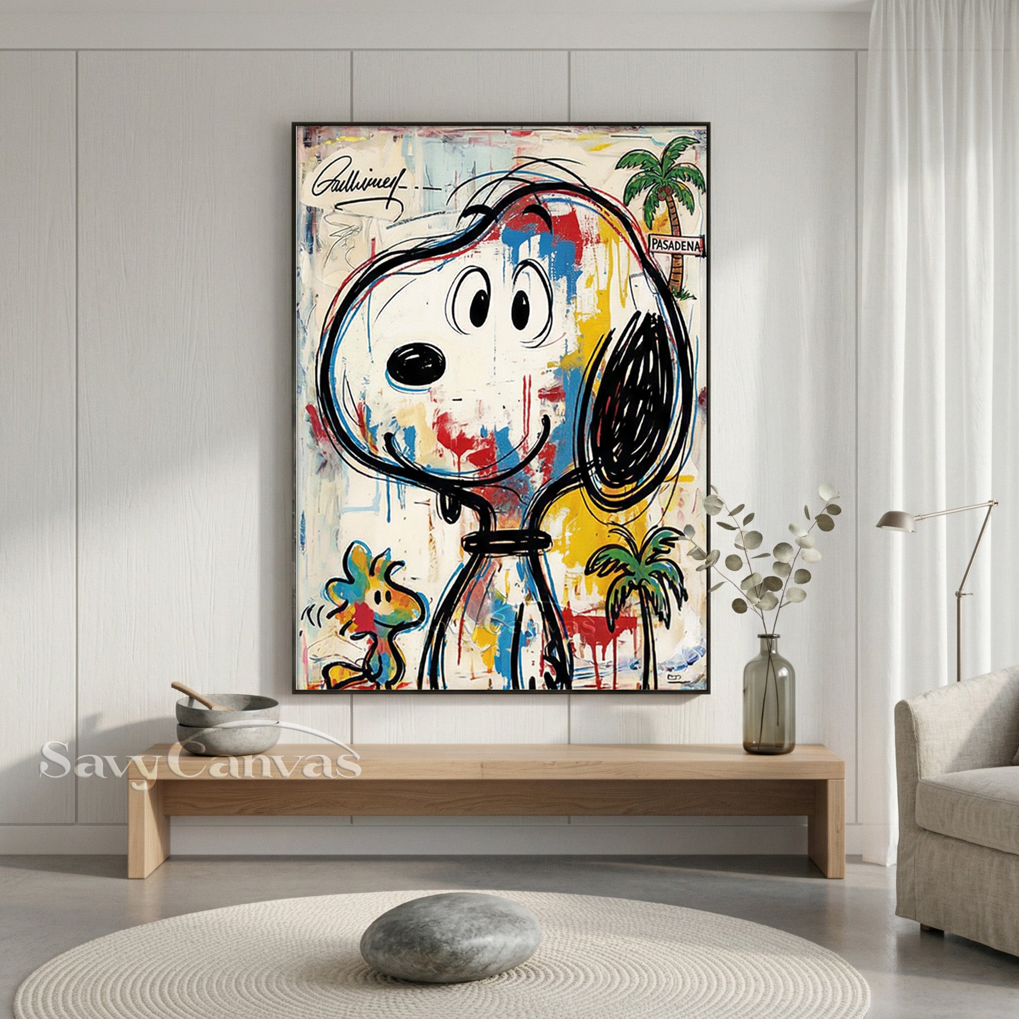 California Style Snoopy Graffiti Painting | Modern Urban Wall Art #SS 066