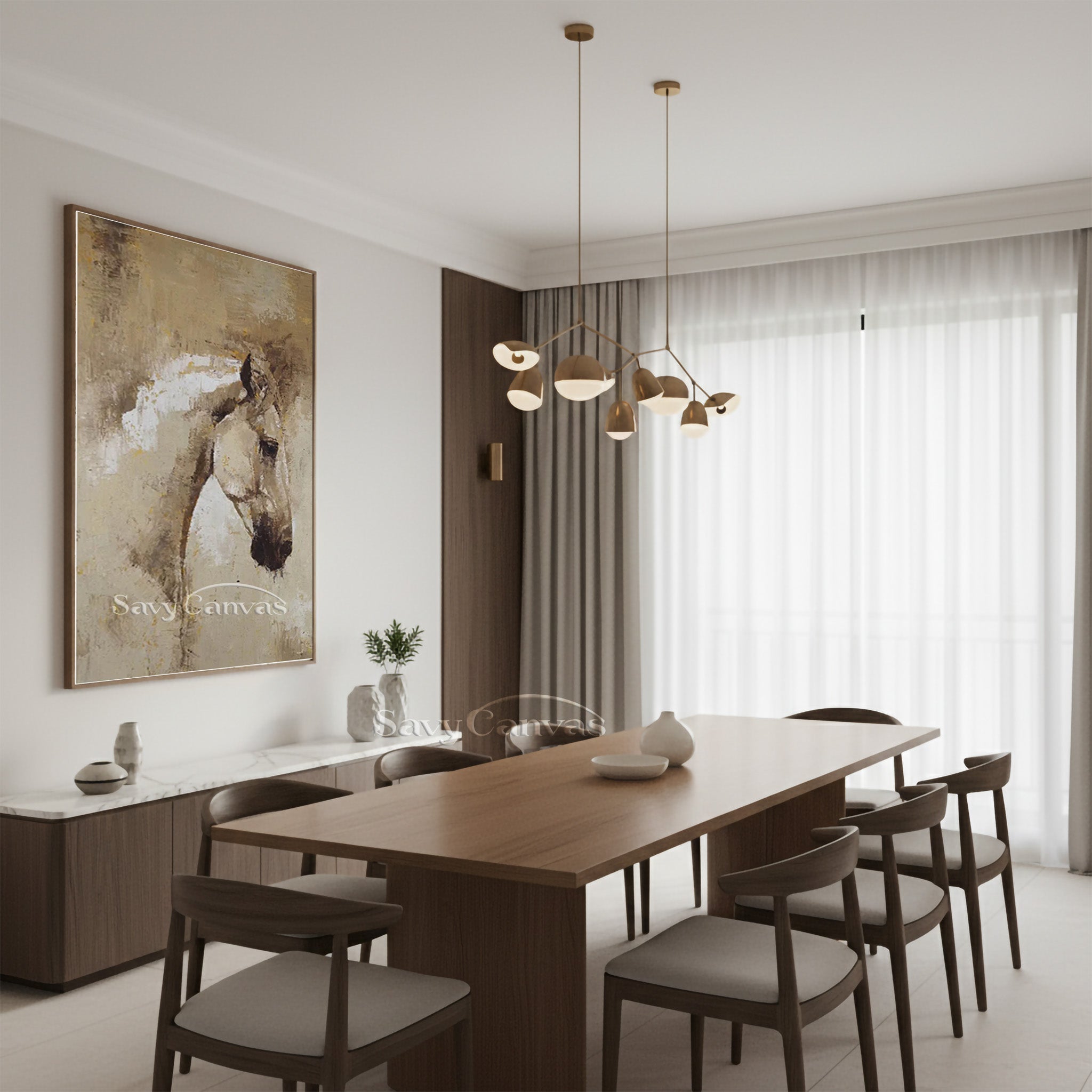Minimalist Horse Head Oil Painting - Handmade Textured Wall Decor #SS 009