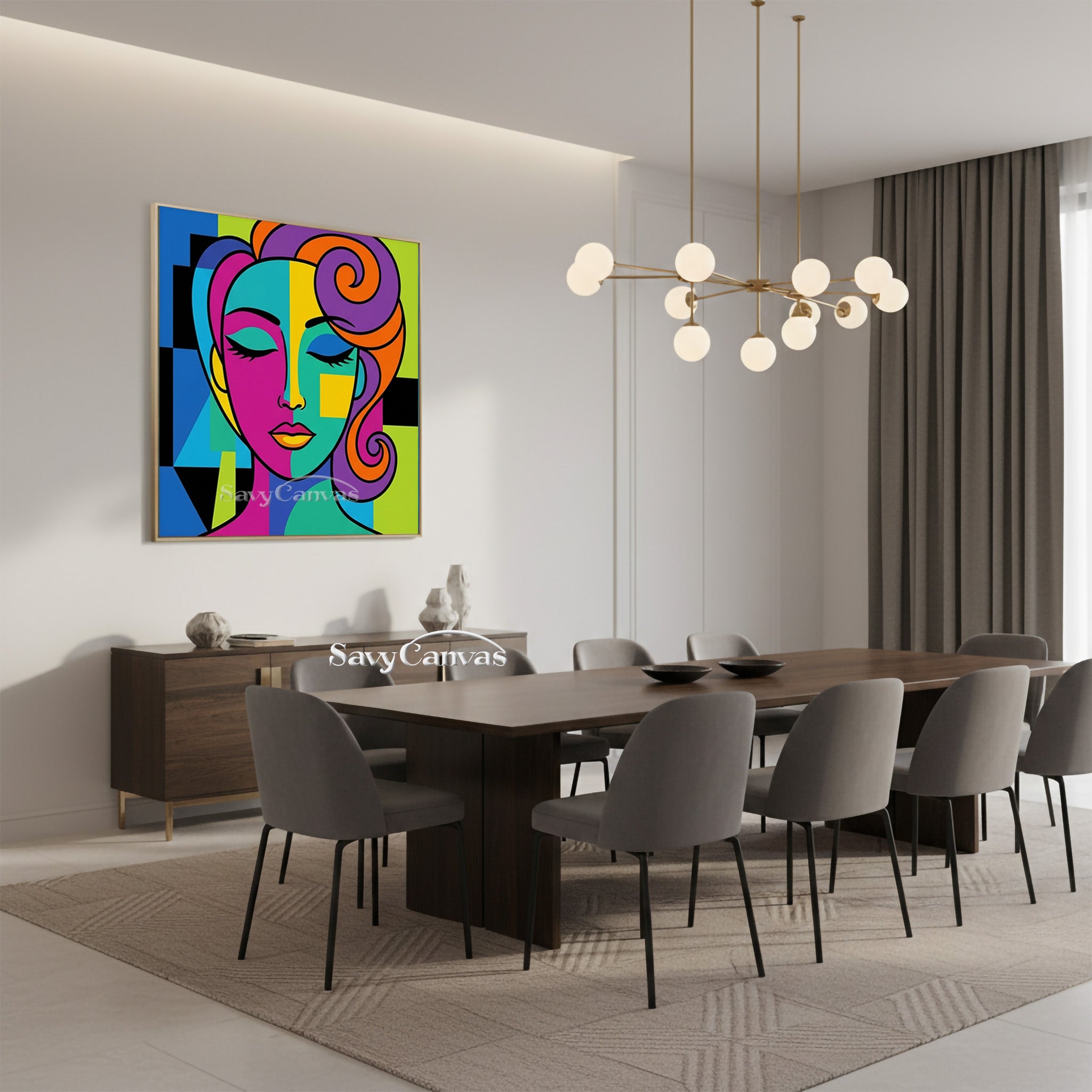 Modern Pop Art Portrait | Colorful Cubist Style Face #AA 492