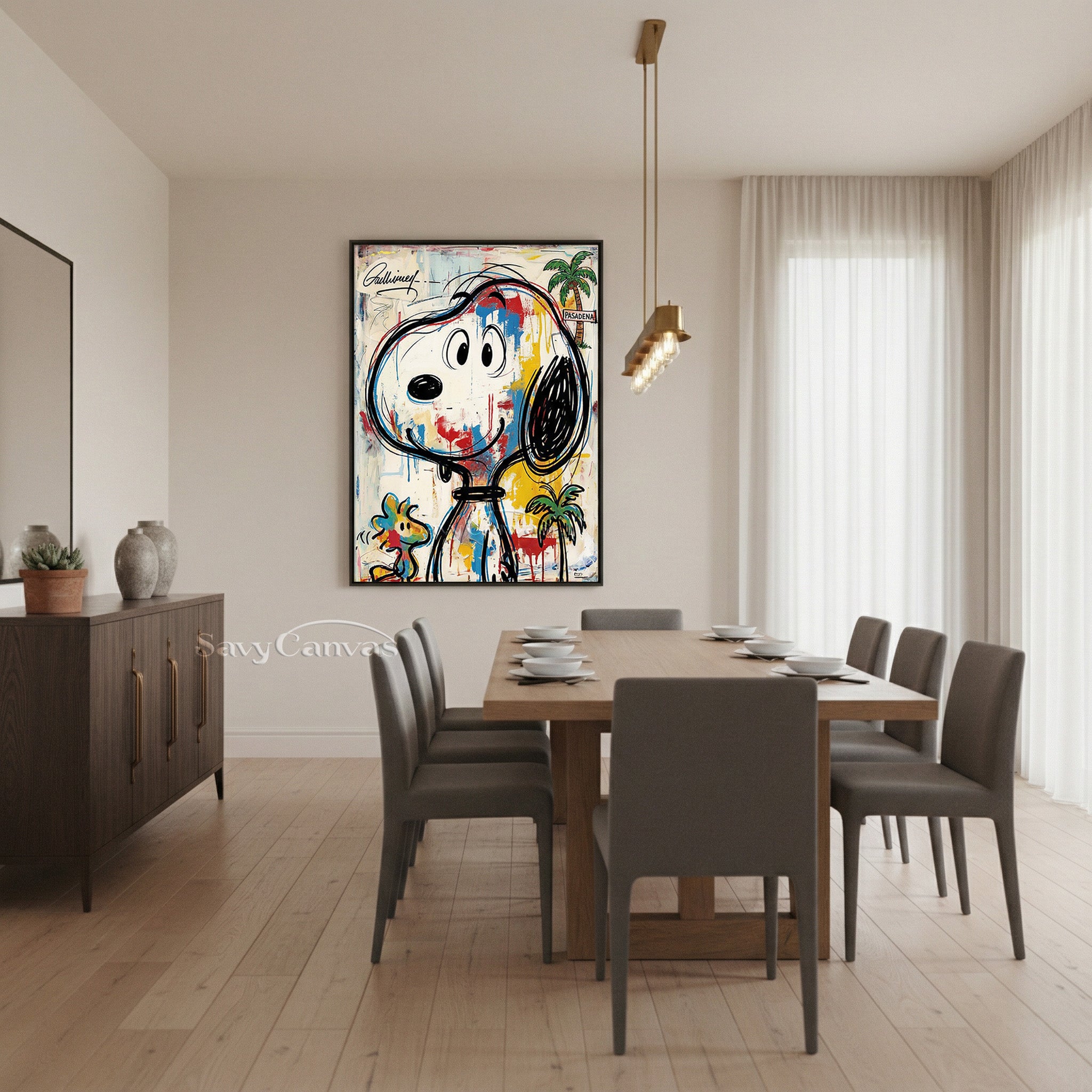 California Style Snoopy Graffiti Painting | Modern Urban Wall Art #SS 066