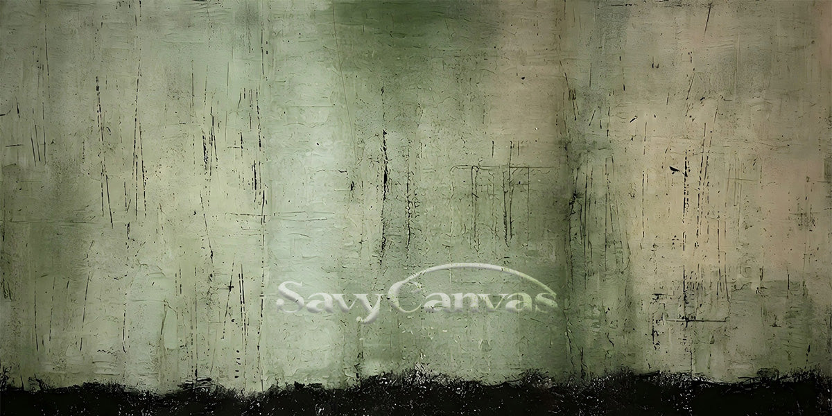 Industrial Style Moss Green Abstract Canvas Art - Handmade