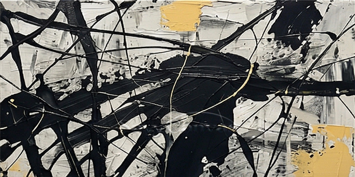 Vibrant Yellow Abstract Drip Painting | Energetic Modern Home Art #JJ 465