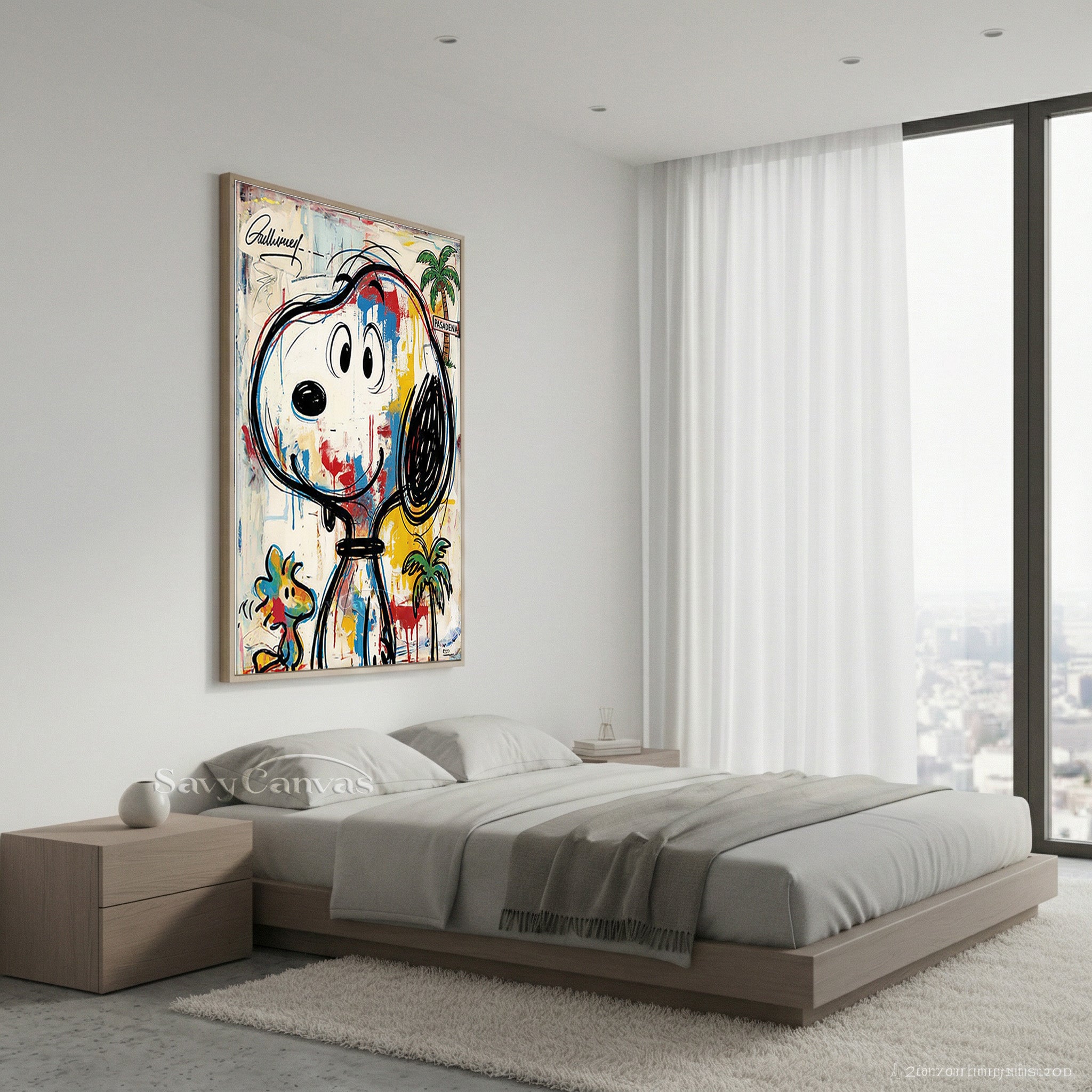 California Style Snoopy Graffiti Painting | Modern Urban Wall Art #SS 066